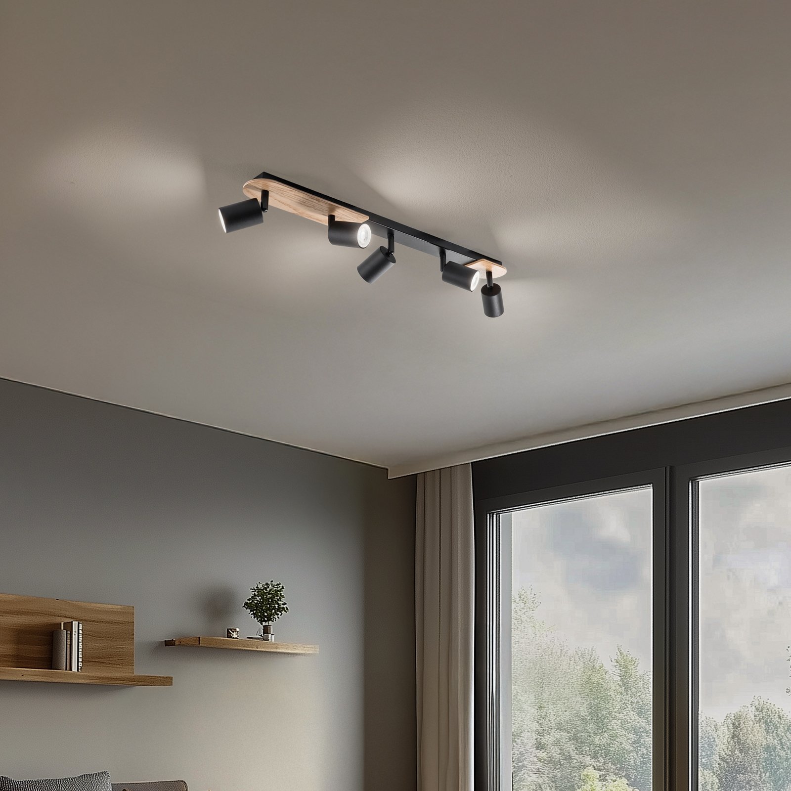 Plafondspot Cover Wood, 5-lamps