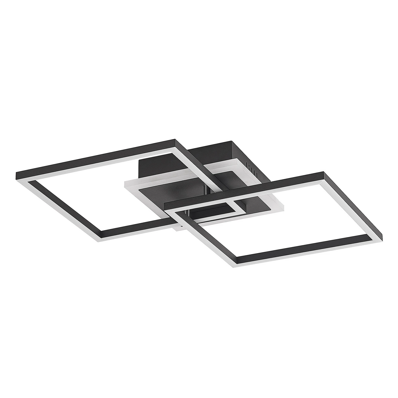 Lindby plafonieră LED Fjardo, unghiulară, negru, CCT, telecomandă