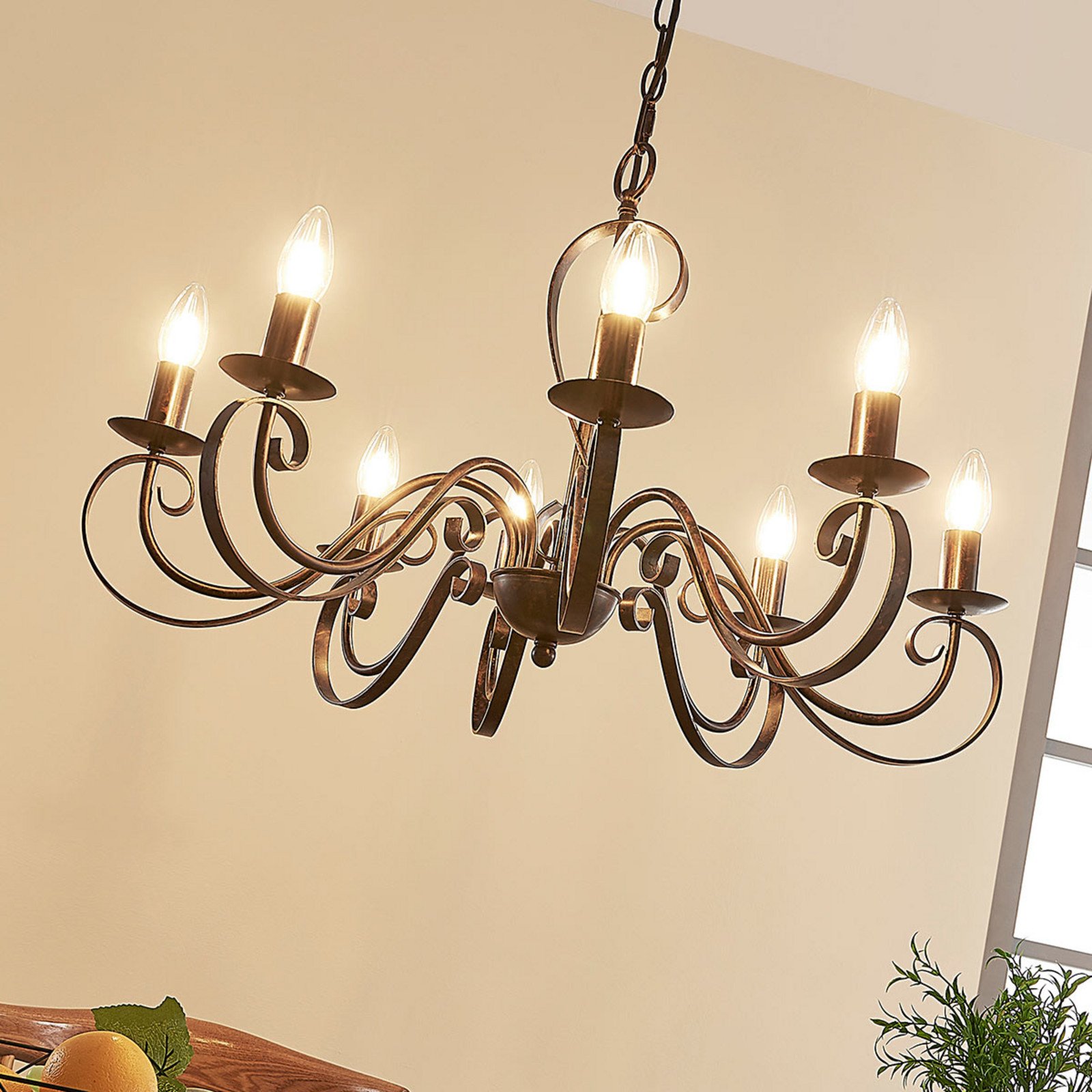 Candelabru Lucande Caleb 8 becuri culoare rugină metal E14 - Hol - Casă de țară / Rustic - rust maro