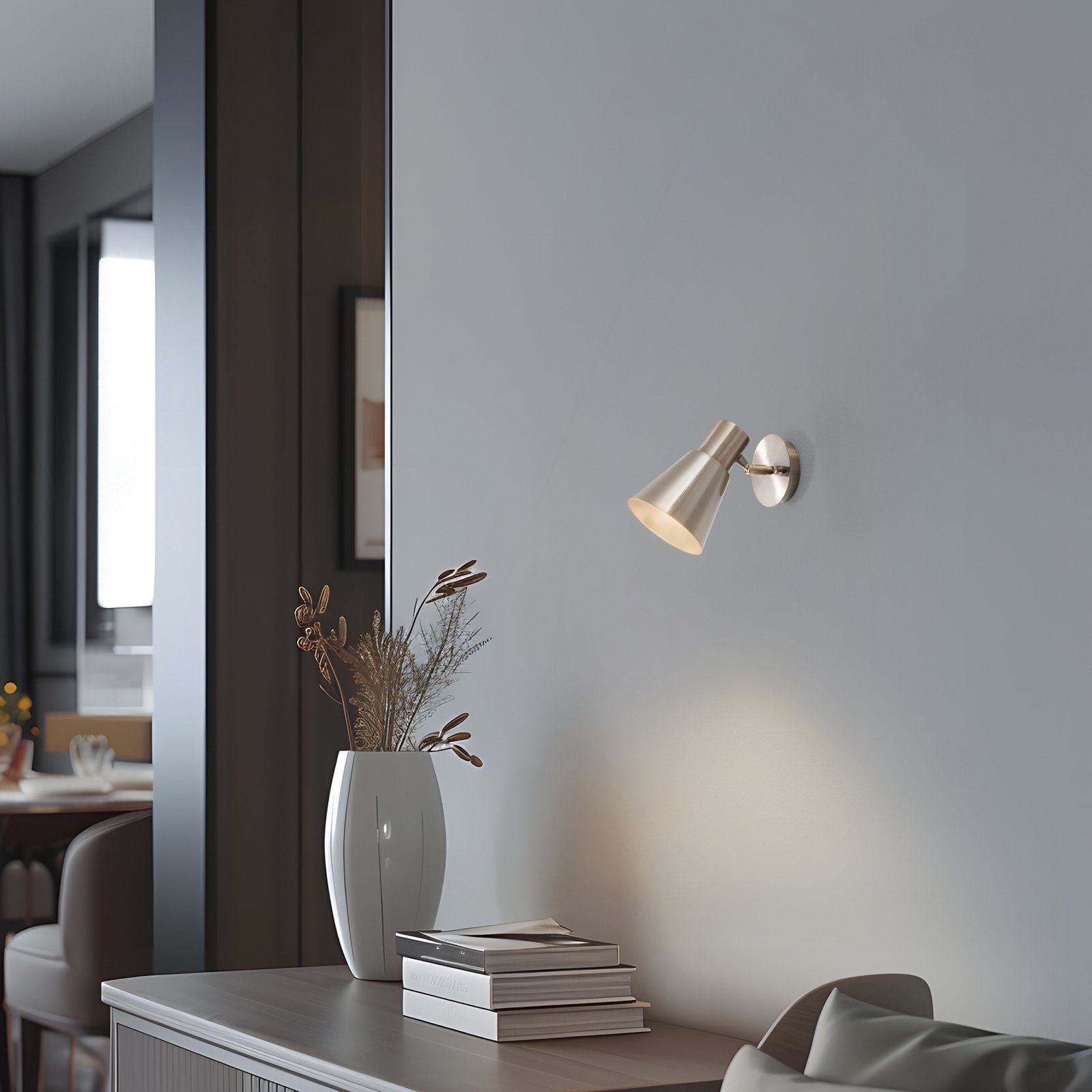 Applique murale Kem, laiton, métal, hauteur 22 cm, E27