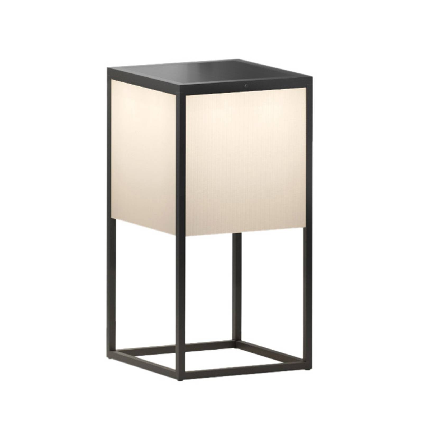 IP44.de Fil S LED solar light black, height 48 cm, powder-coated cast aluminium, translucent outdoor fabric, 5 W, L: 23 cm, W: 23 cm, H: 48 cm