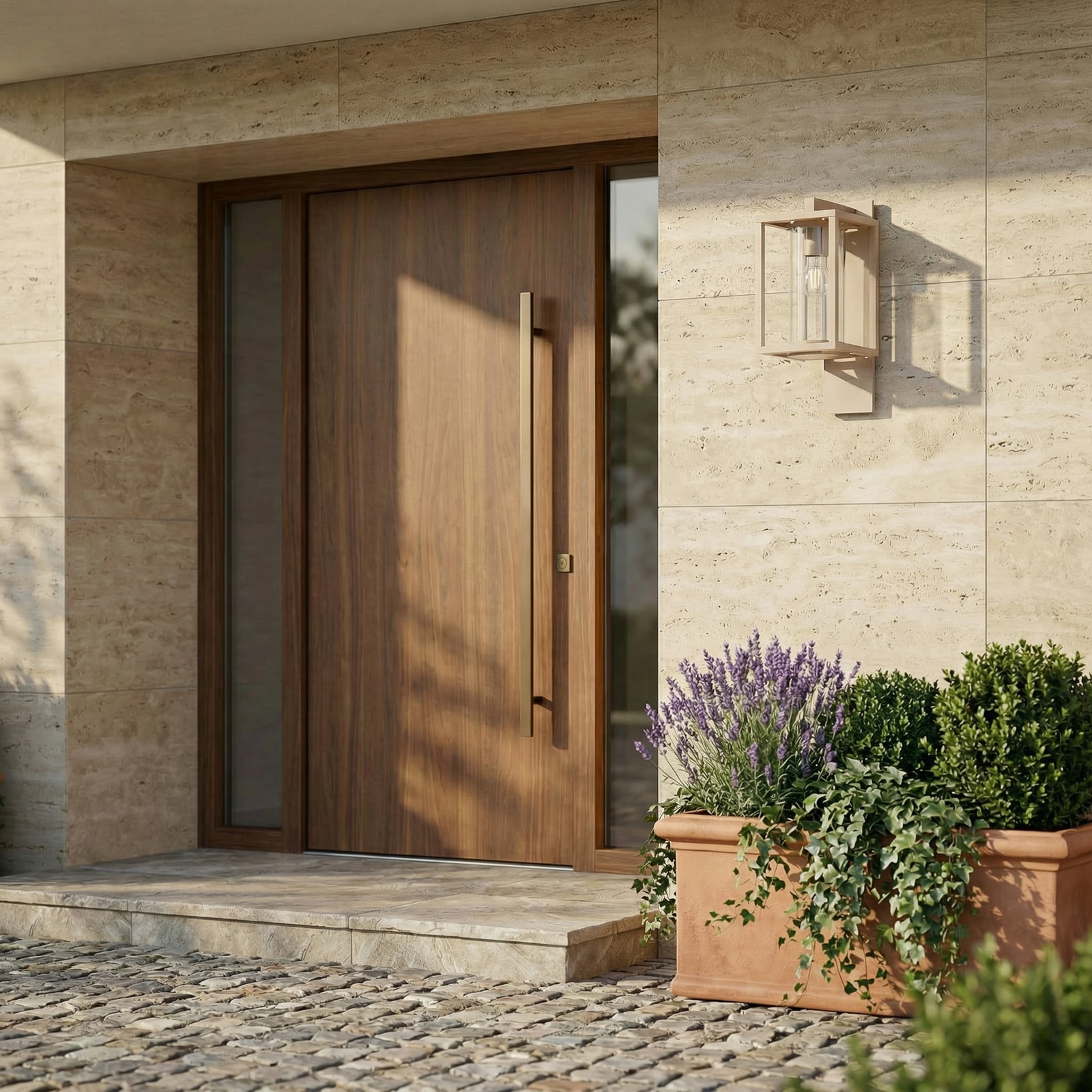 Lucande Kinkiet zewnętrzny Ferda, oprawa na dole, beżowy, IP44