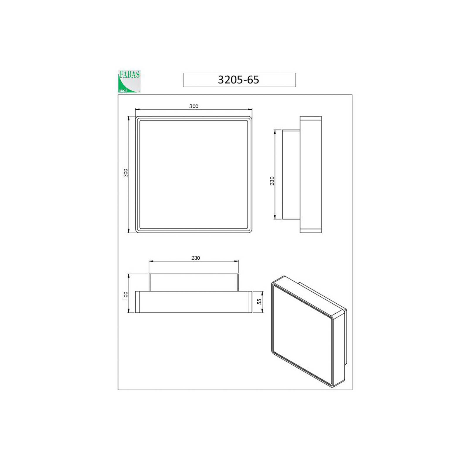 Fabas Luce Oban LED-vägglampa 30 cm x 30 cm vit IP65