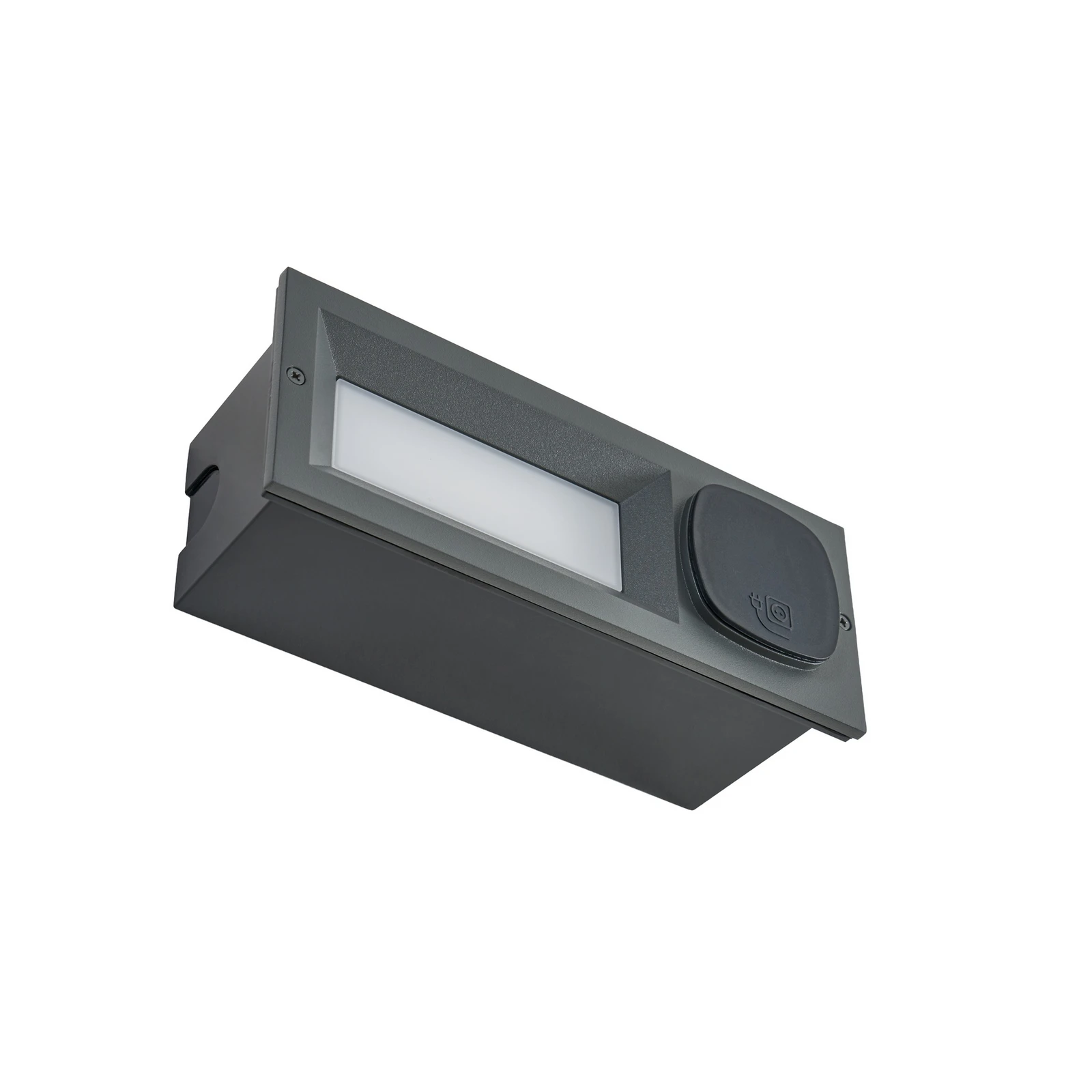Lucande LED innfelt vegglampe Lachlain, antrasitt, stikkontakt