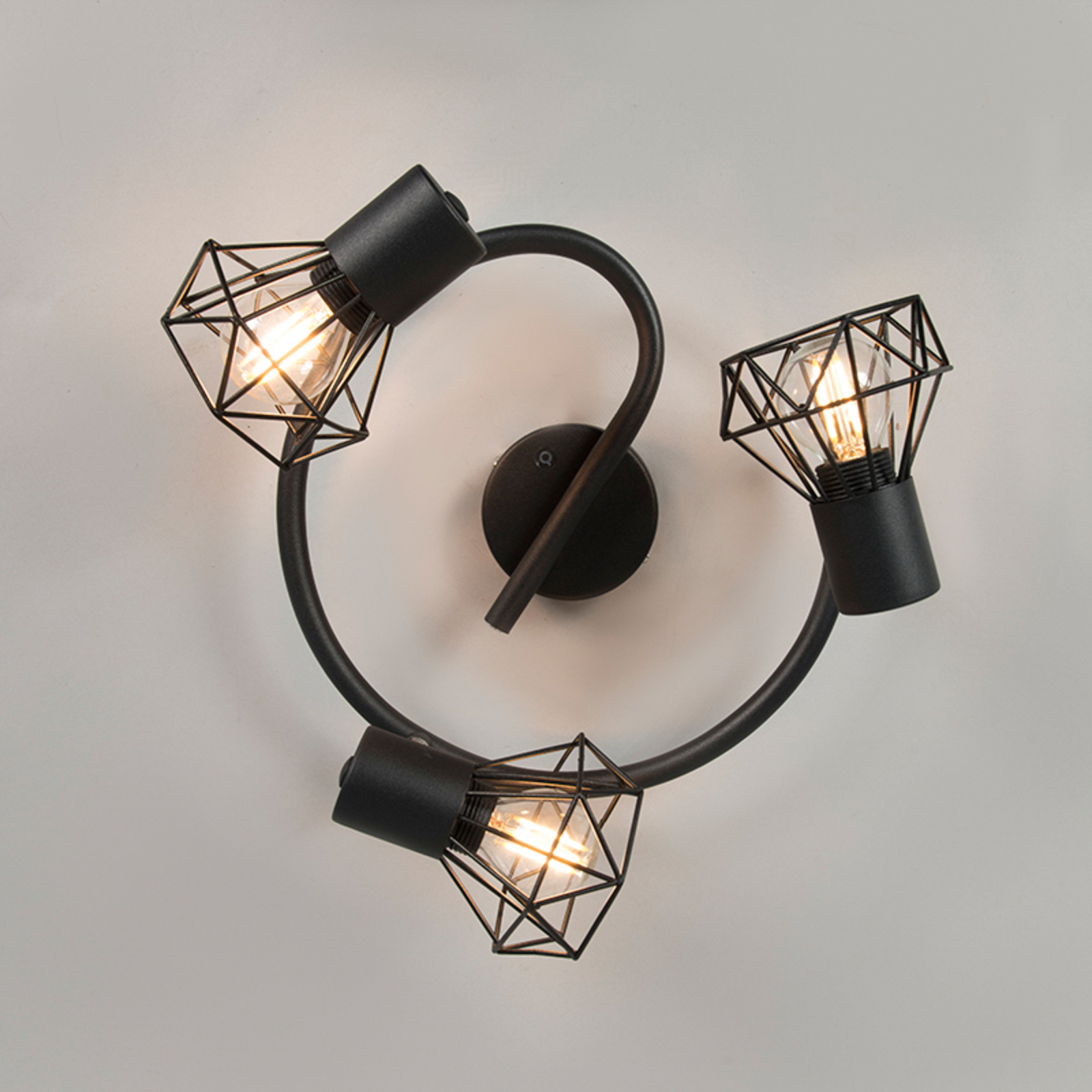 "Mosh" lubinis šviestuvas, spiralinis, trijų lempučių, juodas
