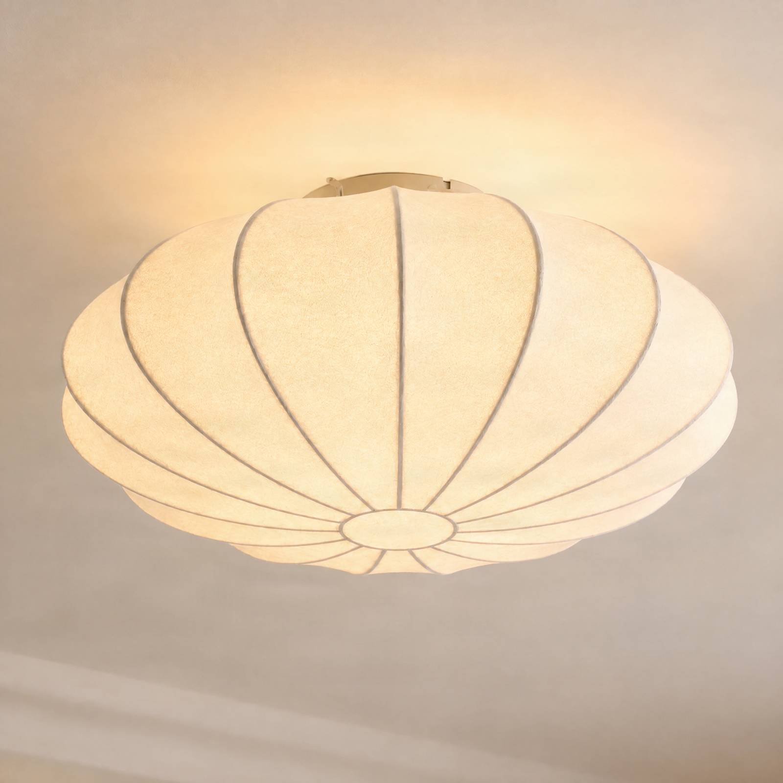 Nola plafondlamp Cliffort, Ø 40 cm, wit, textiel