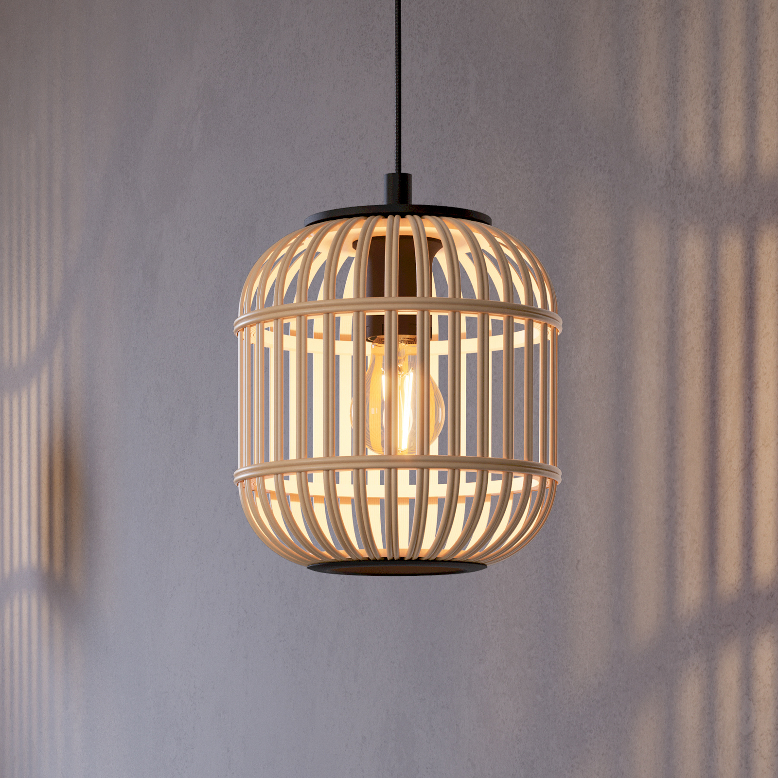 Pendelleuchte Bordesley mit Holzschirm 21 cm