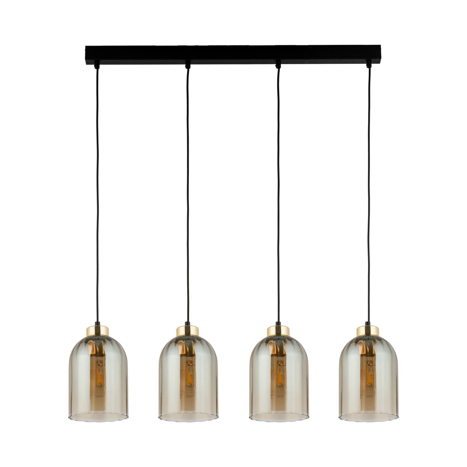 Satipo glass pendant light, 4-bulb, amber