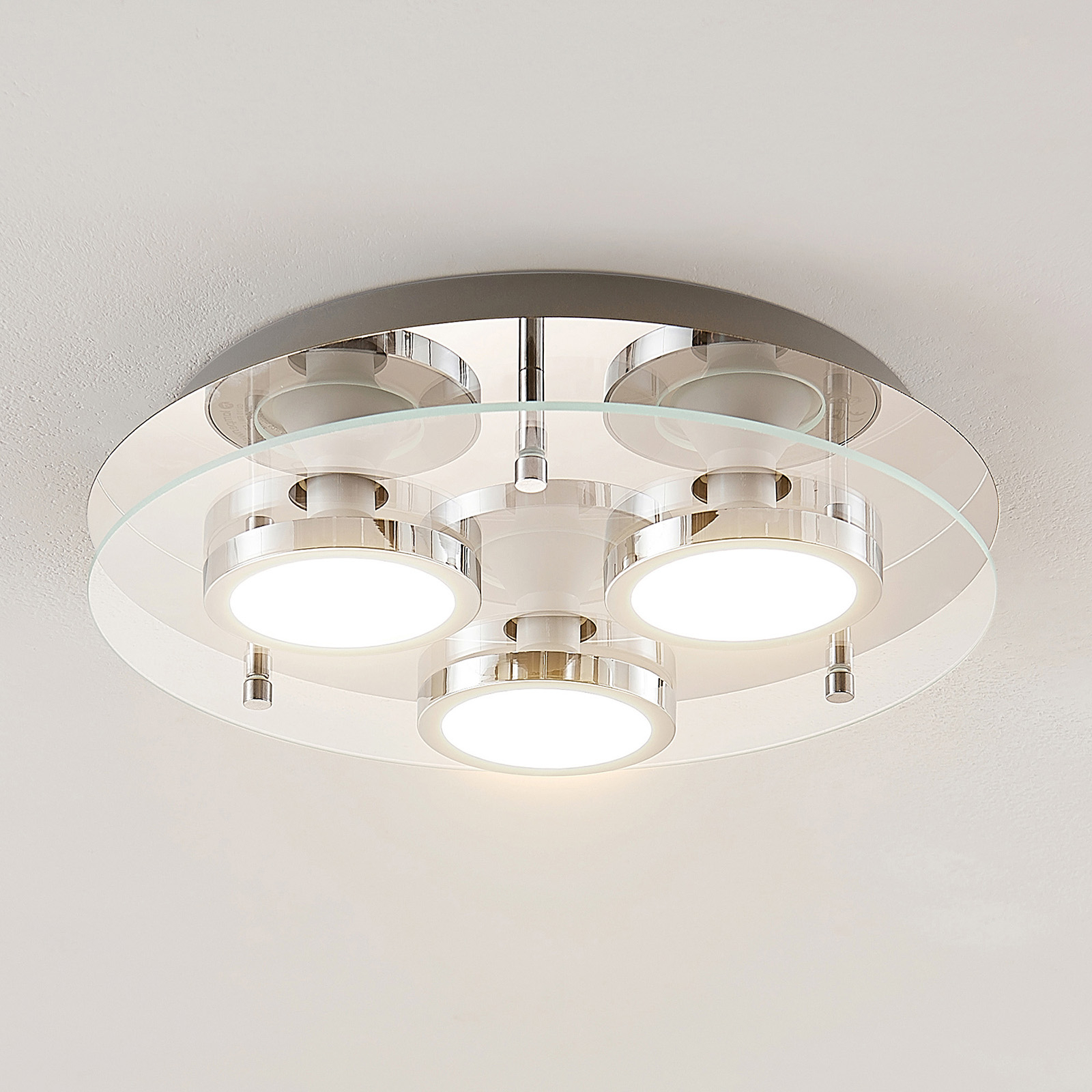 Lindby Gabryl LED ceiling light, three-bulb, round