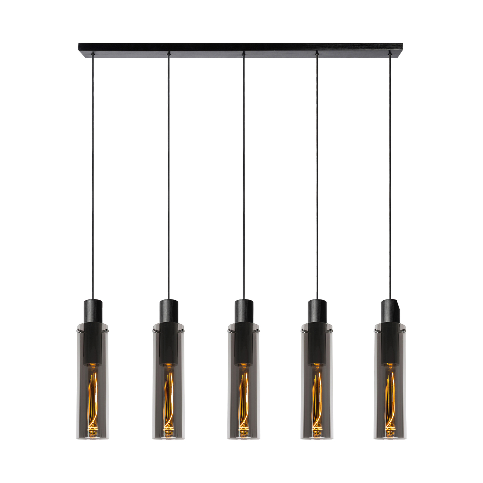 Suspension Orlando, gris fumée, à cinq lampes
