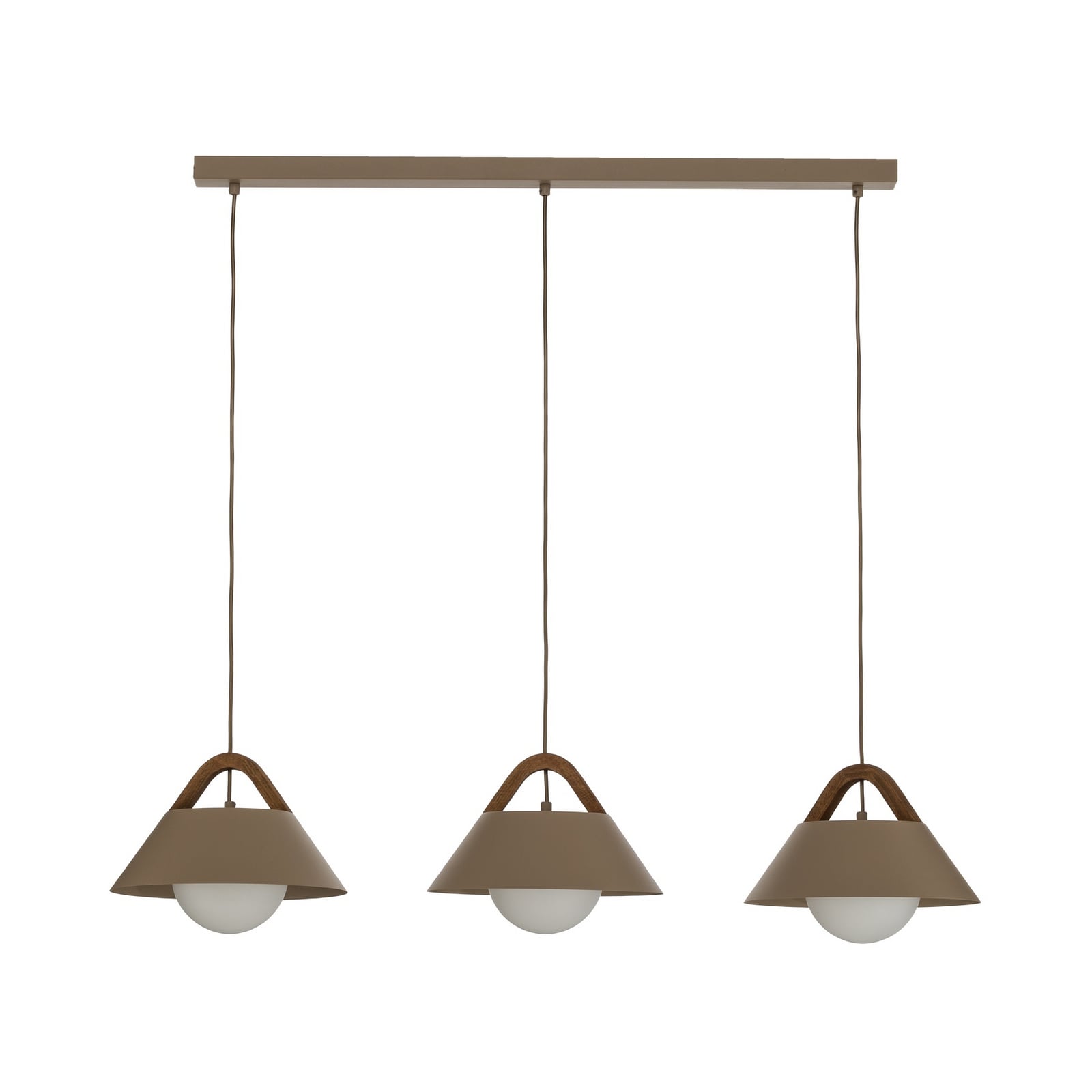 Hanglamp Funda, beige, lengte 110 cm, 3-lamps, metaal/glas