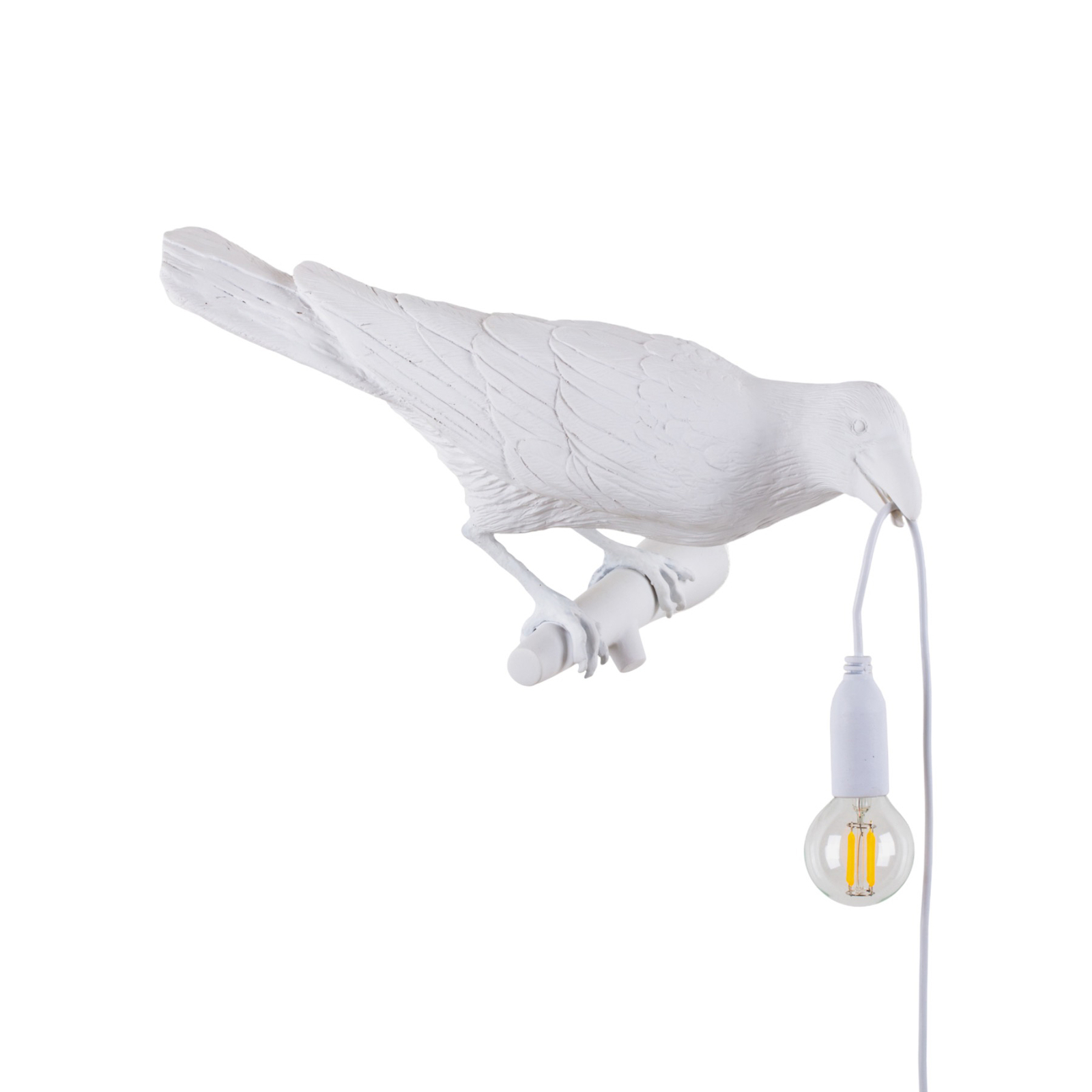 SELETTI Bird Lamp LED-Wandlampe Blick rechts weiß