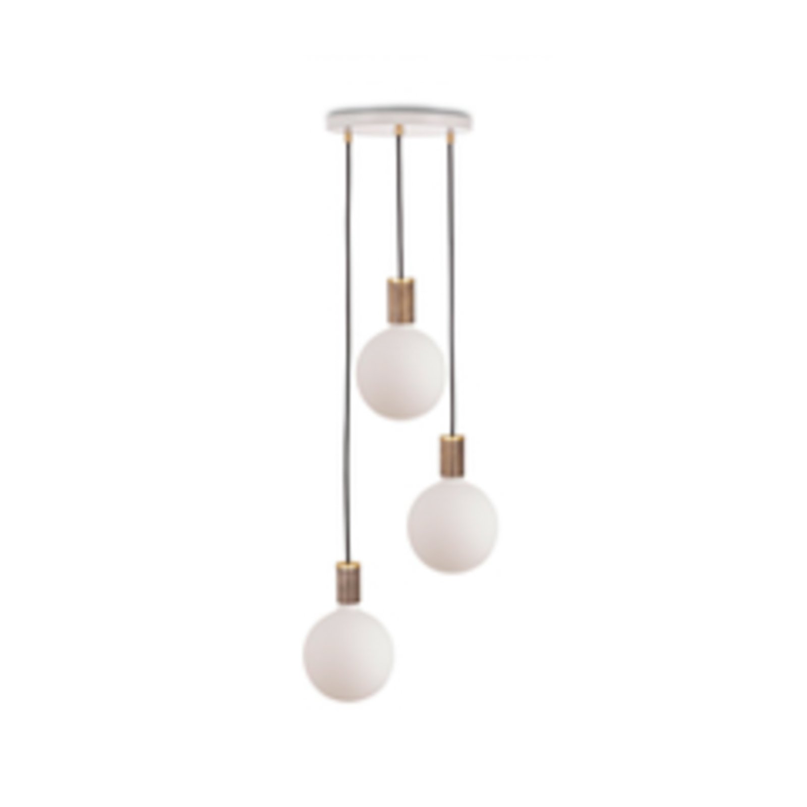 Tala hanging light Triple Pendant round, E27 opal, white/walnut
