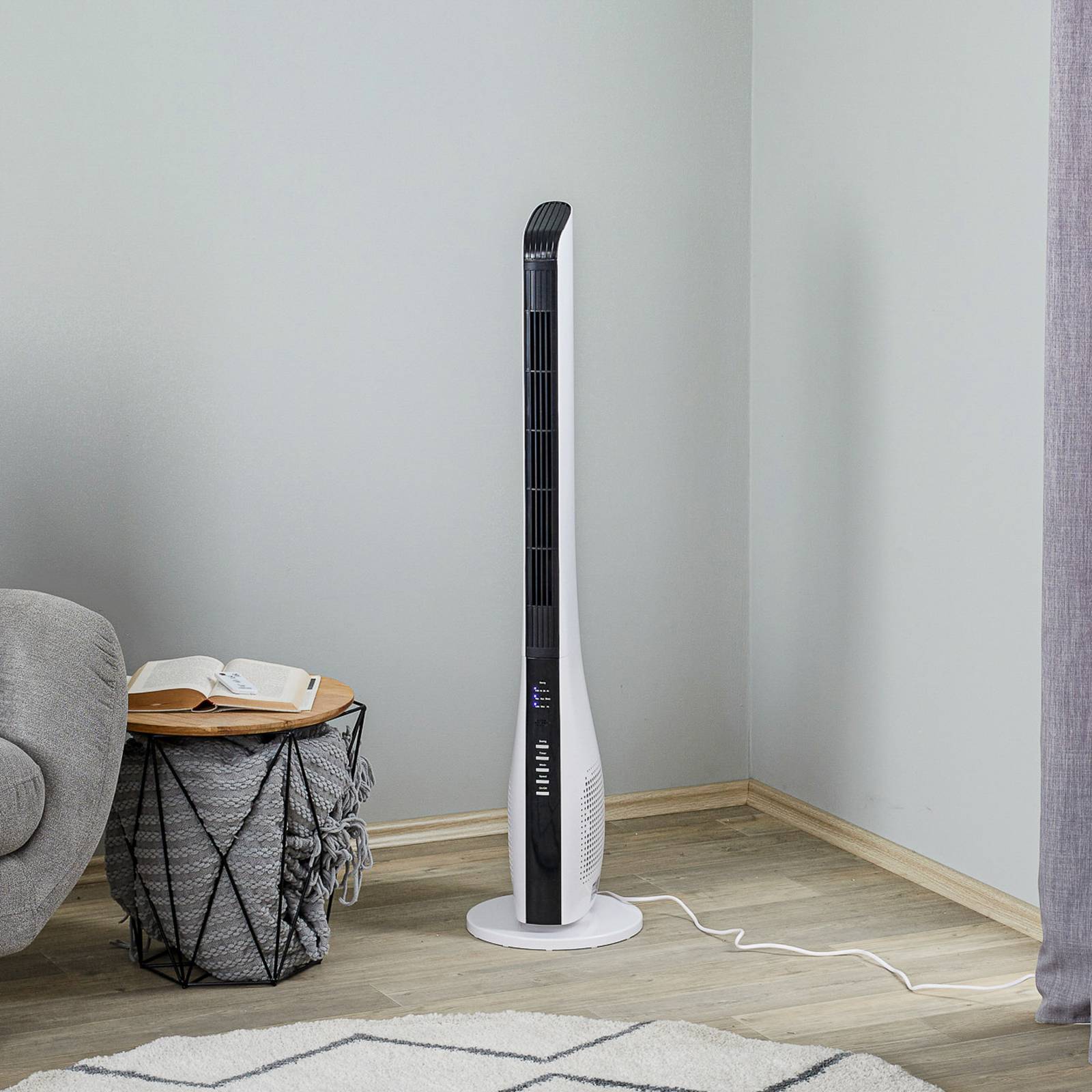 Starluna Natiro tårnventilator i hvid, timer