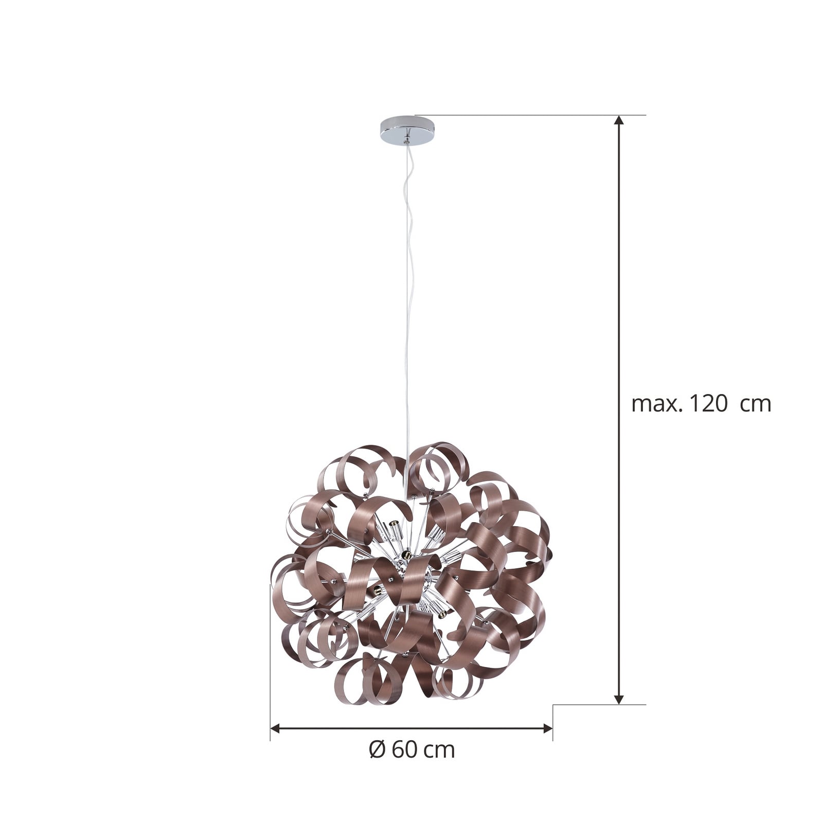 Lucande Suspension Kaelor, Ø 60 cm, couleur cuivre, aluminium