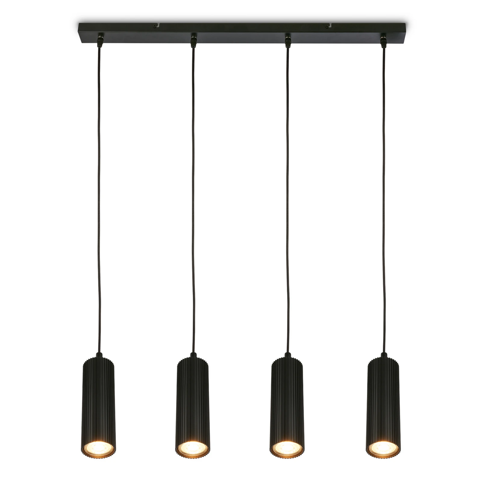 Hänglampa Ida, svart, 4 lampor, längd 76 cm, GU10