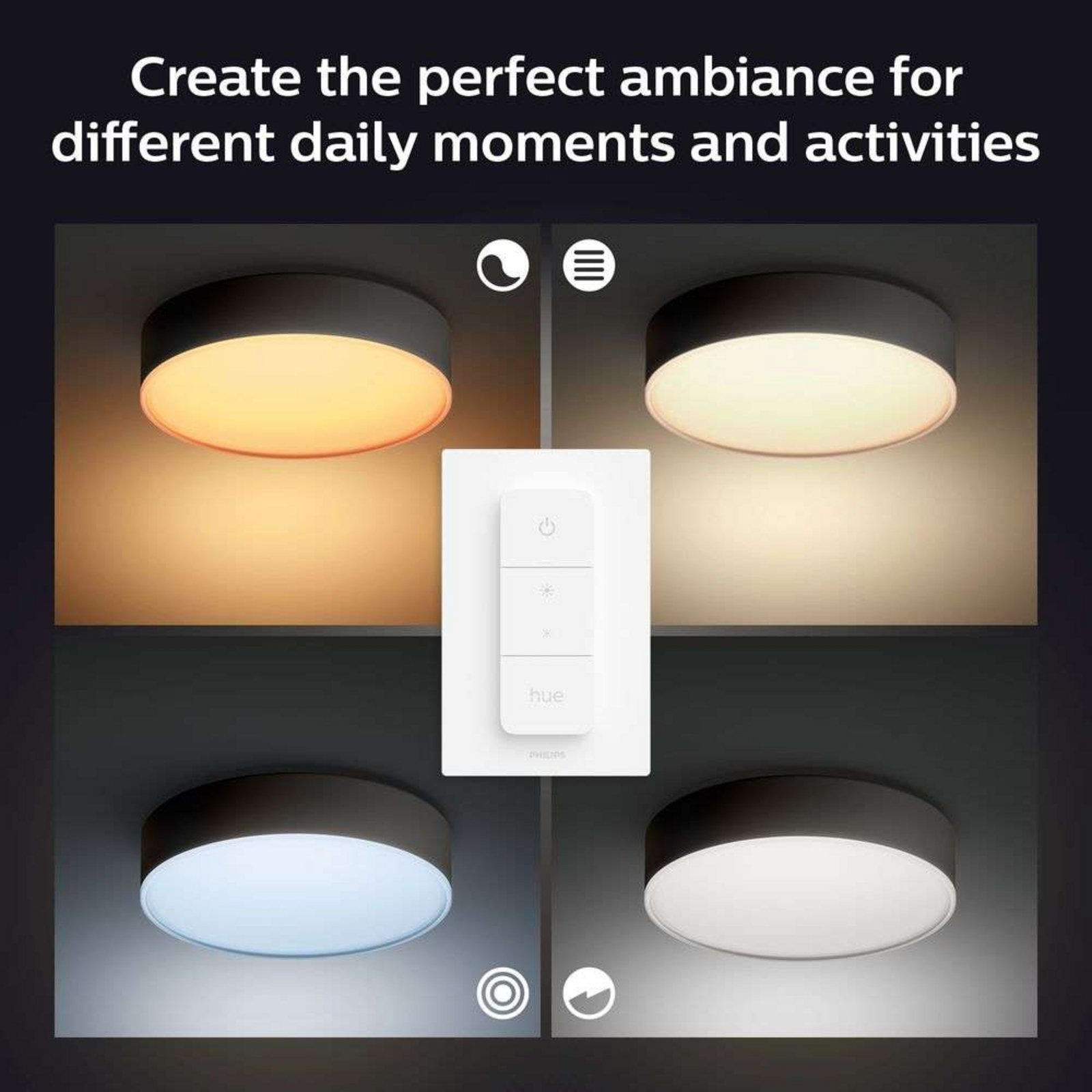 Hue Enrave M Lámpara de Techo White Amb. Black - Philips Hue