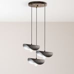 Eger pendant light, 3-bulb, black, metal, Ø 50 cm
