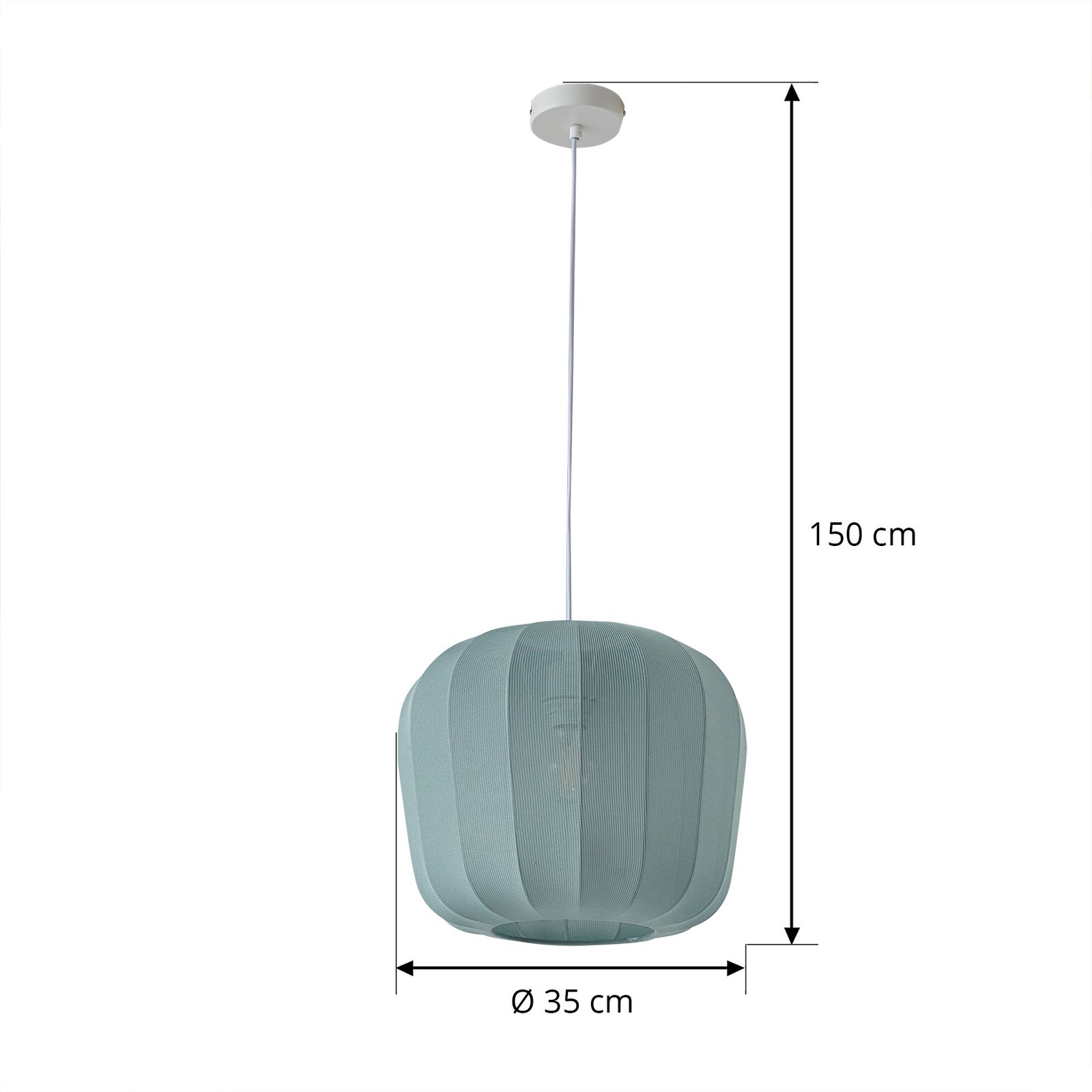 Lindby suspension Helin, bleu, Ø 35 cm, tissu