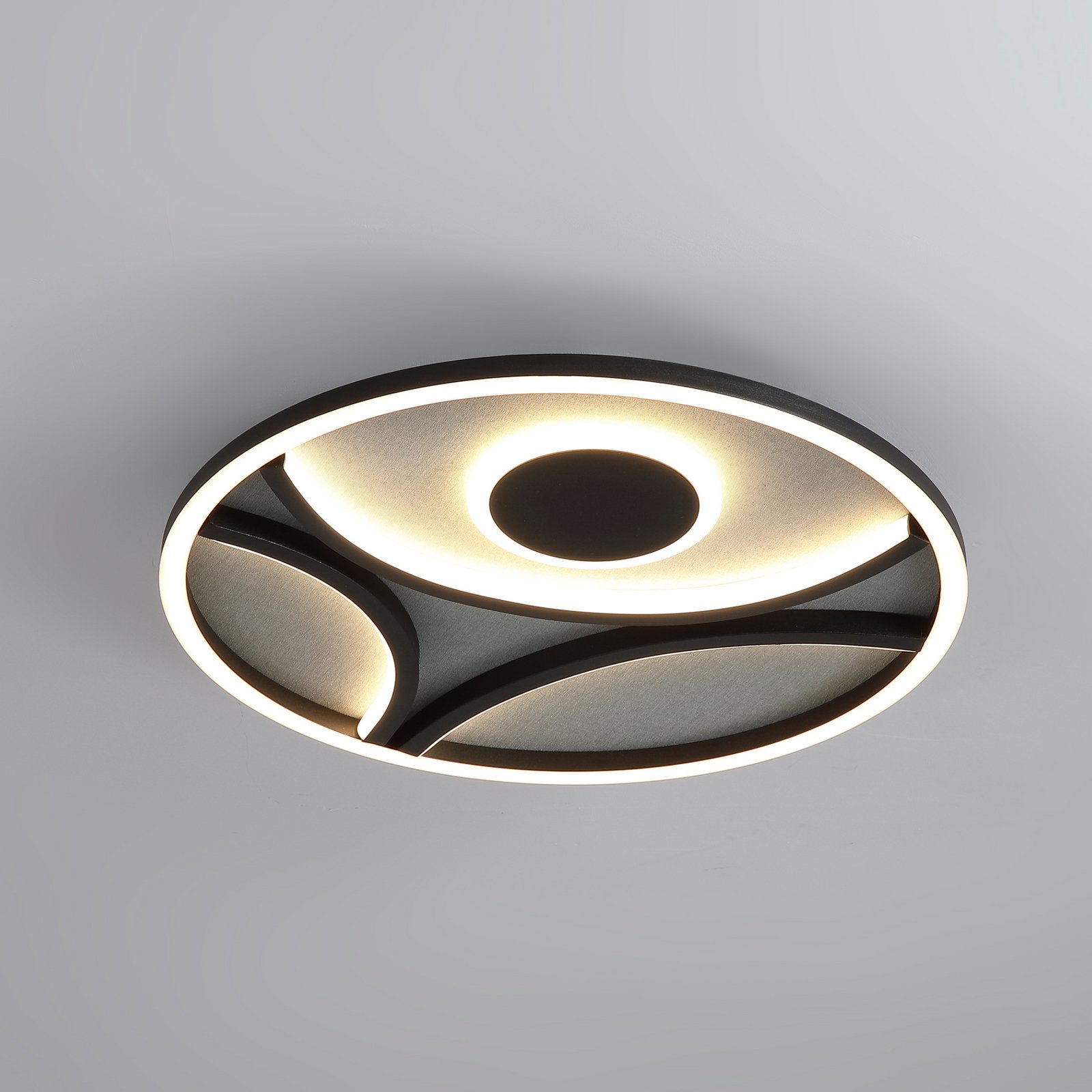 LED plafondlamp Zendisc, motief halve cirkel, Ø 39 cm, zwart