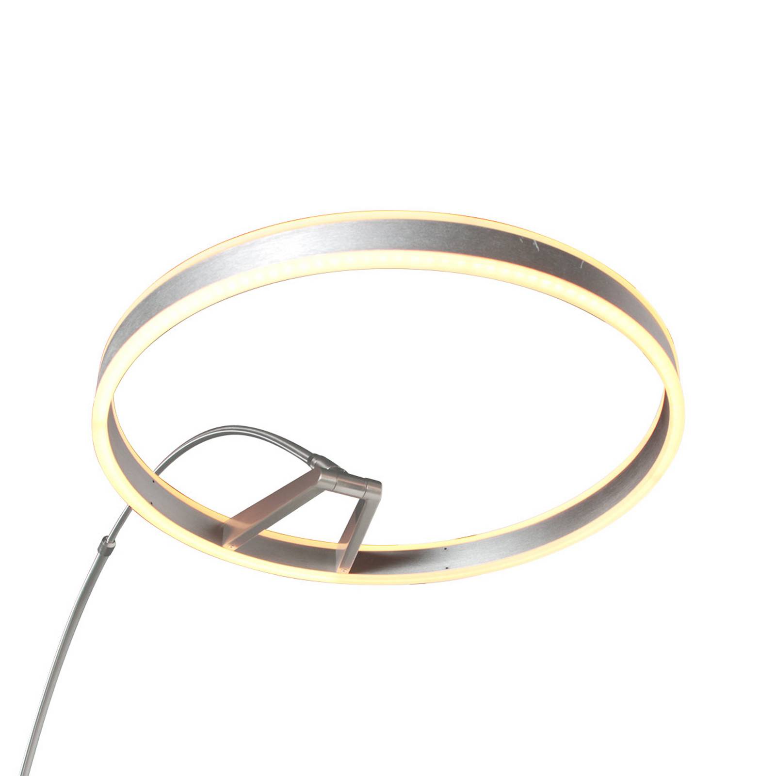 LED-Bogenleuchte Ringlux, stahlfarben, Metall, CCT, Dimmer günstig online kaufen