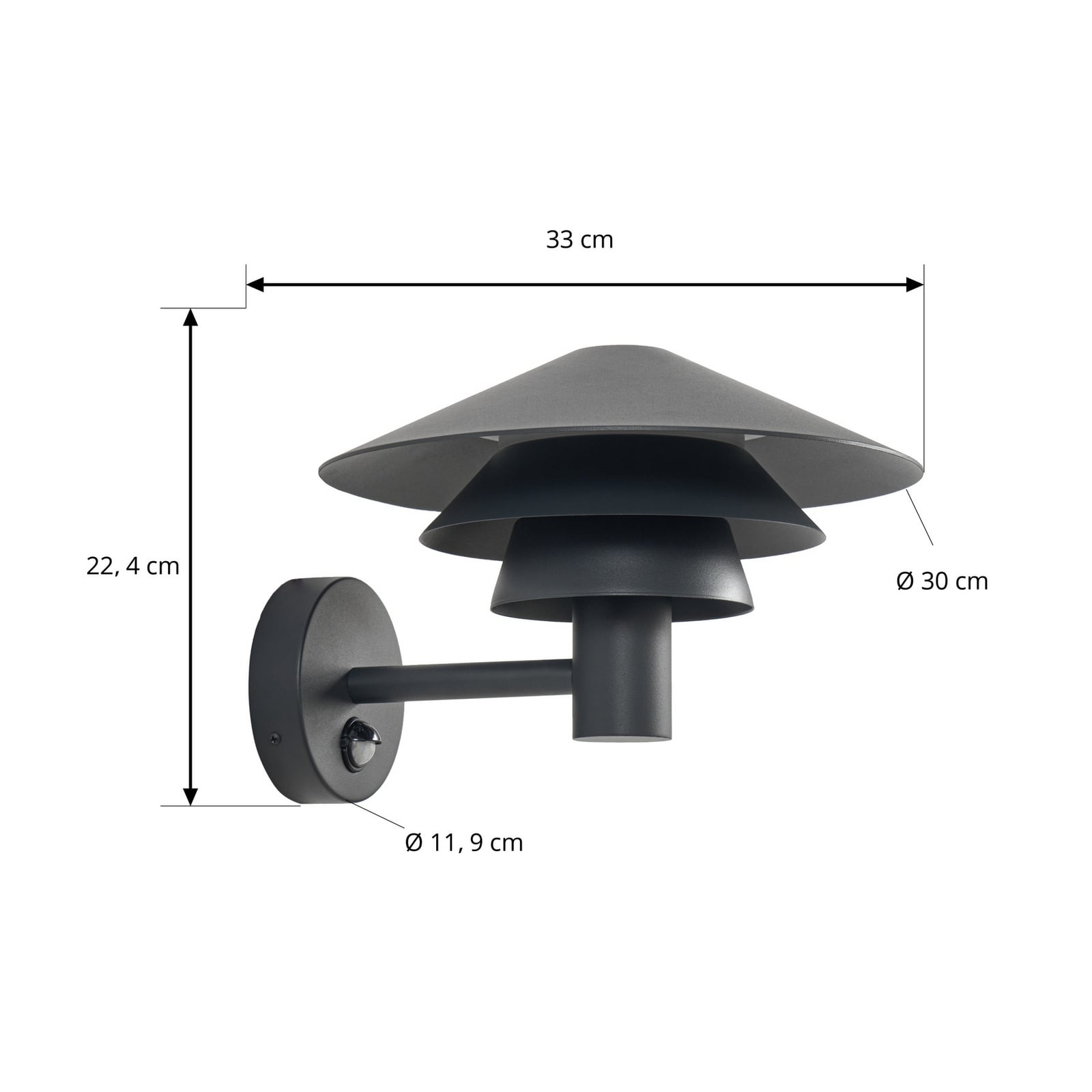 Lucande LED buiten wandlamp Montaro, antraciet, IP54 met sensor