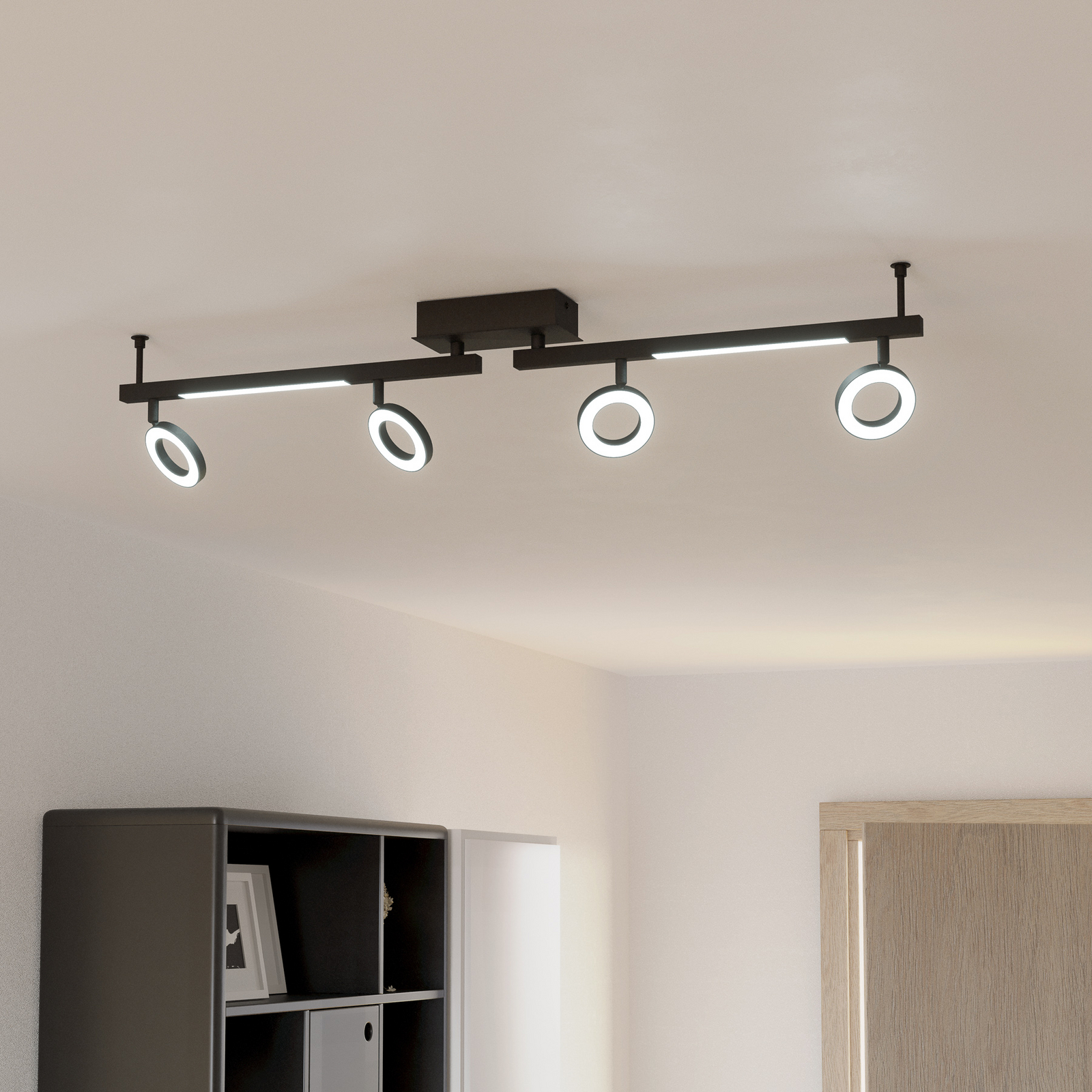 LED spot de tavan Cardillio 2 negru cu patru inele LED spot de tavan Cardillio 2 negru cu patru inele