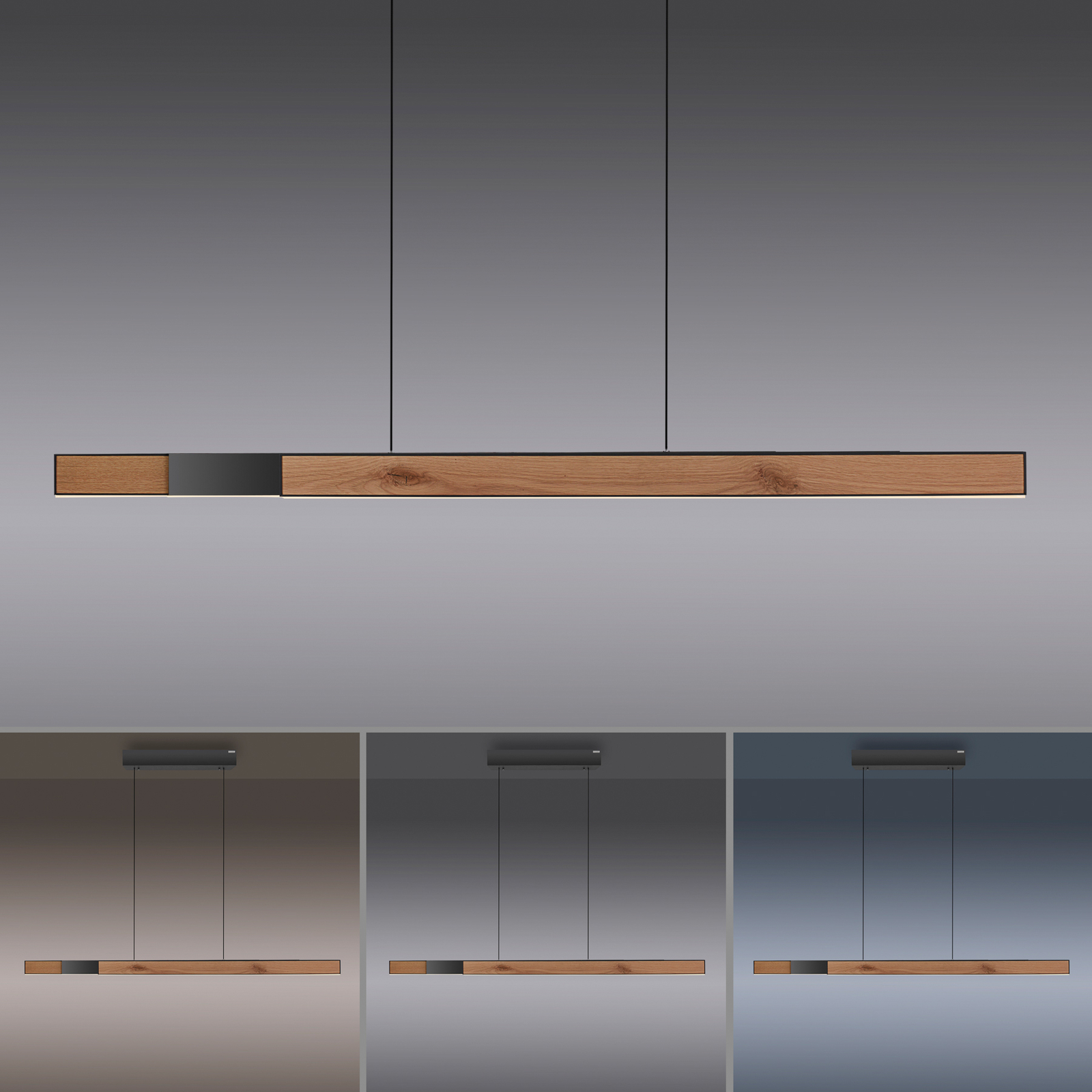 Suspension LED Moto-Rise, chêne/noir perle, aluminium, CCT - PURE Suspension LED Moto-Rise, chêne/noir perle, aluminium, CCT - PURE
