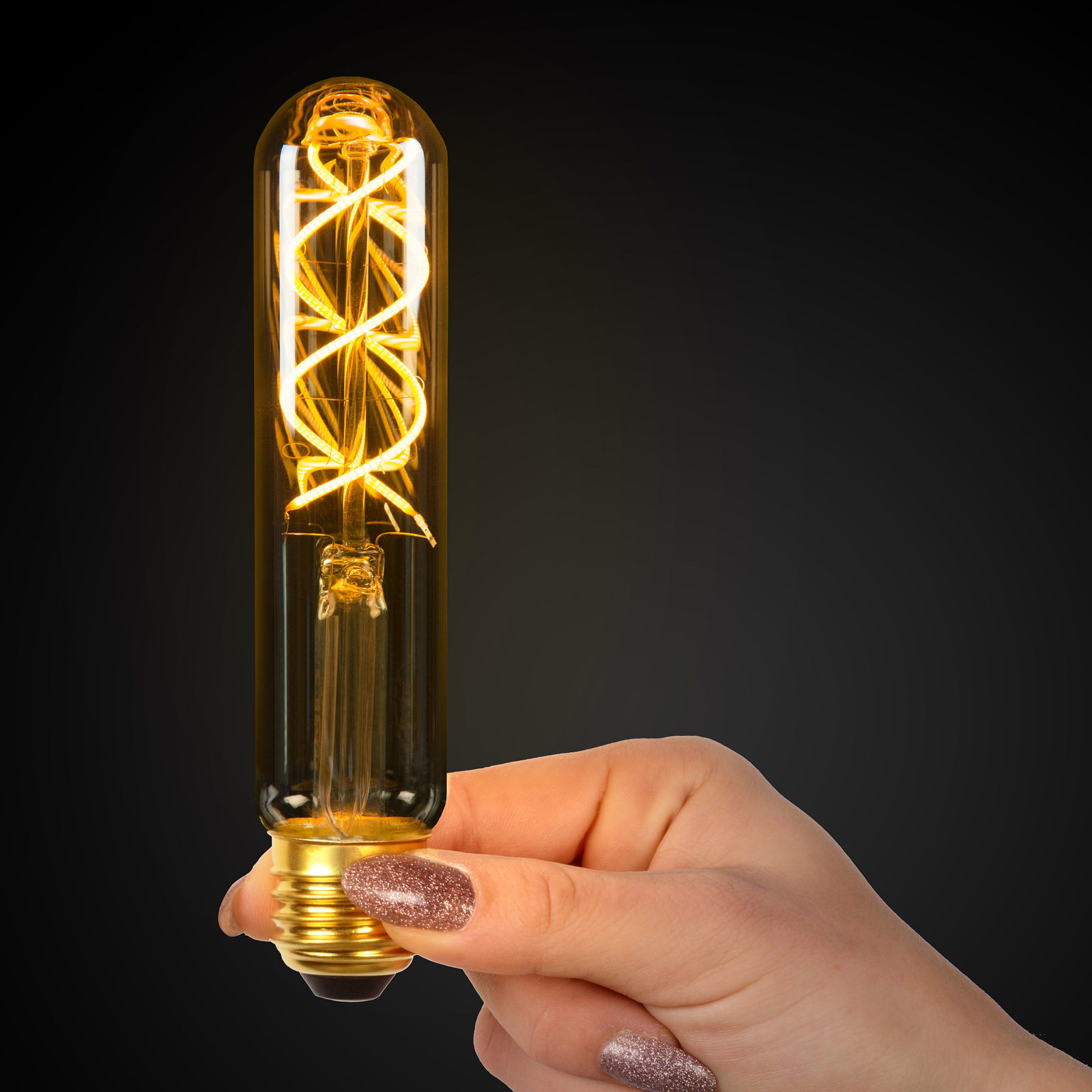 Ampoule LED E27 tube T30 4 W 2 200 K ambre capteur
