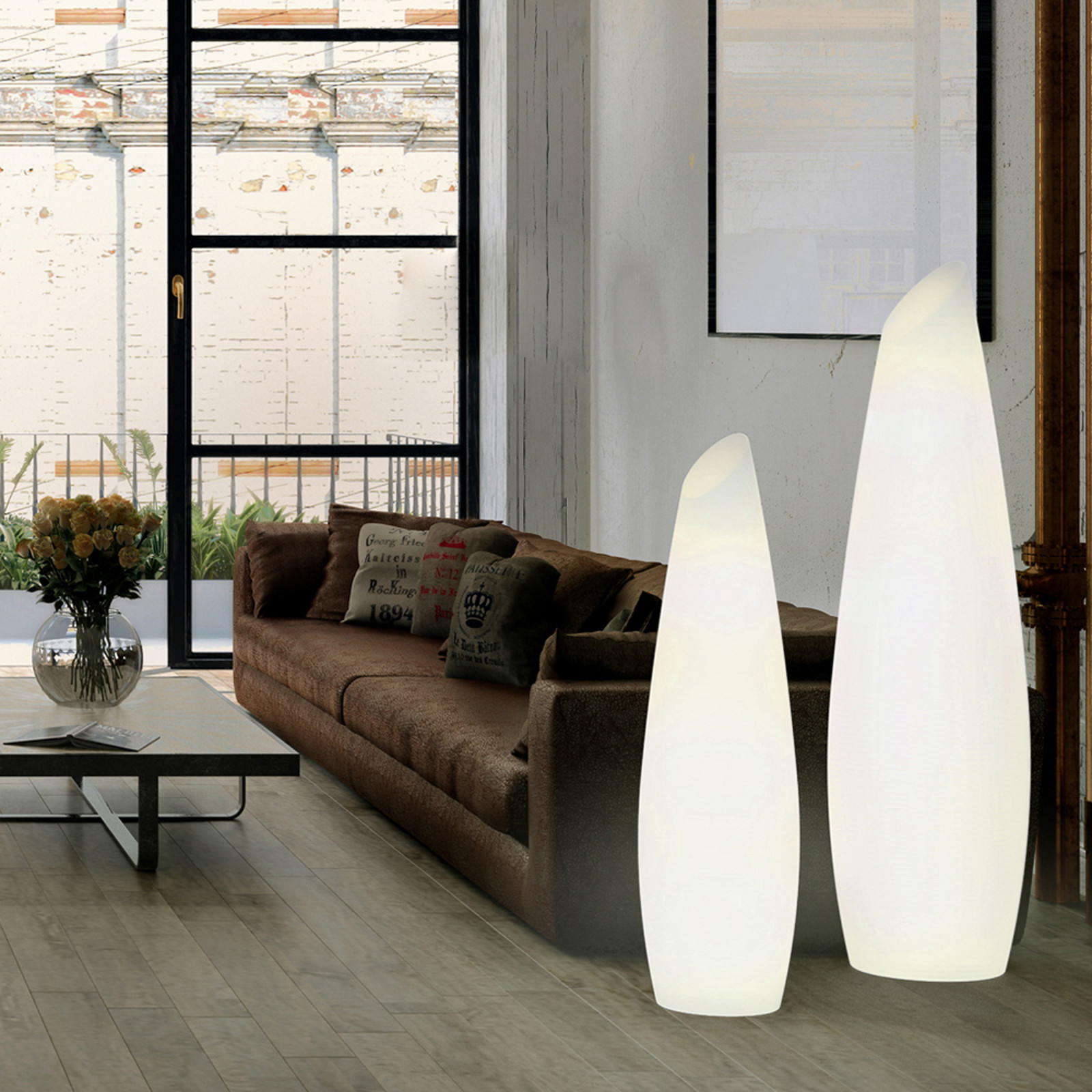 Newgarden Λευκό Fredo Led Φωτιστικό Δαπέδου, Επαναφορτιζόμενη Μπαταρία, Ύψος 170