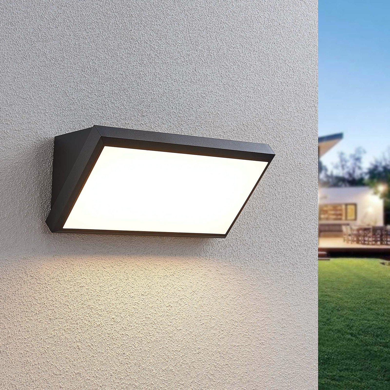 Lindby LED outdoor wall light Abby, IP65, dark grey