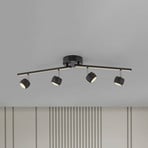 JUST LIGHT. LED-kattospotti Jarik, 4-lamppuinen, musta, 3 000 K