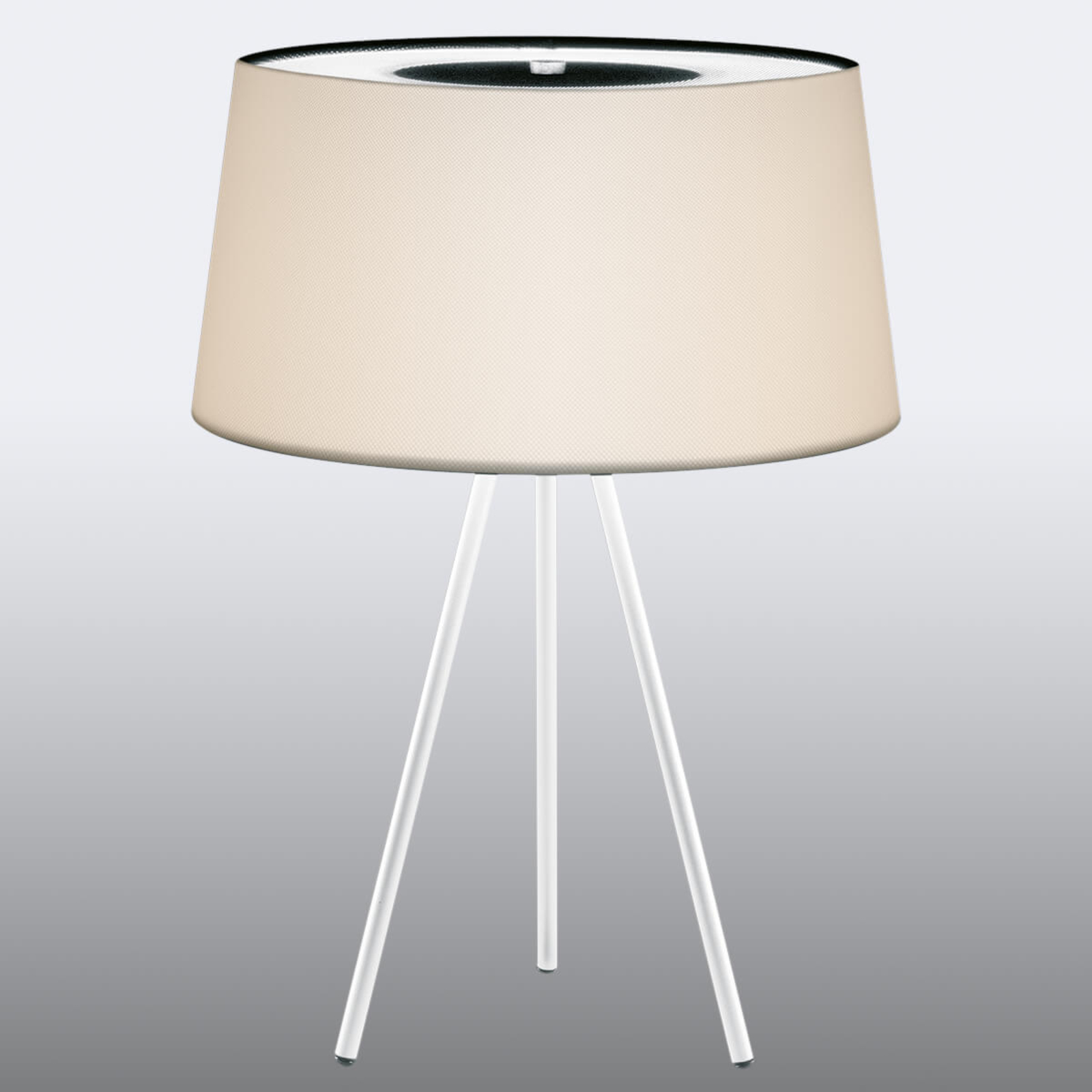 Kundalini Tripod - table lamp cream / frame white, for Living / Dining Room, fabric, metal, E14, 40 W, energy efficiency: A++, H: 50 cm