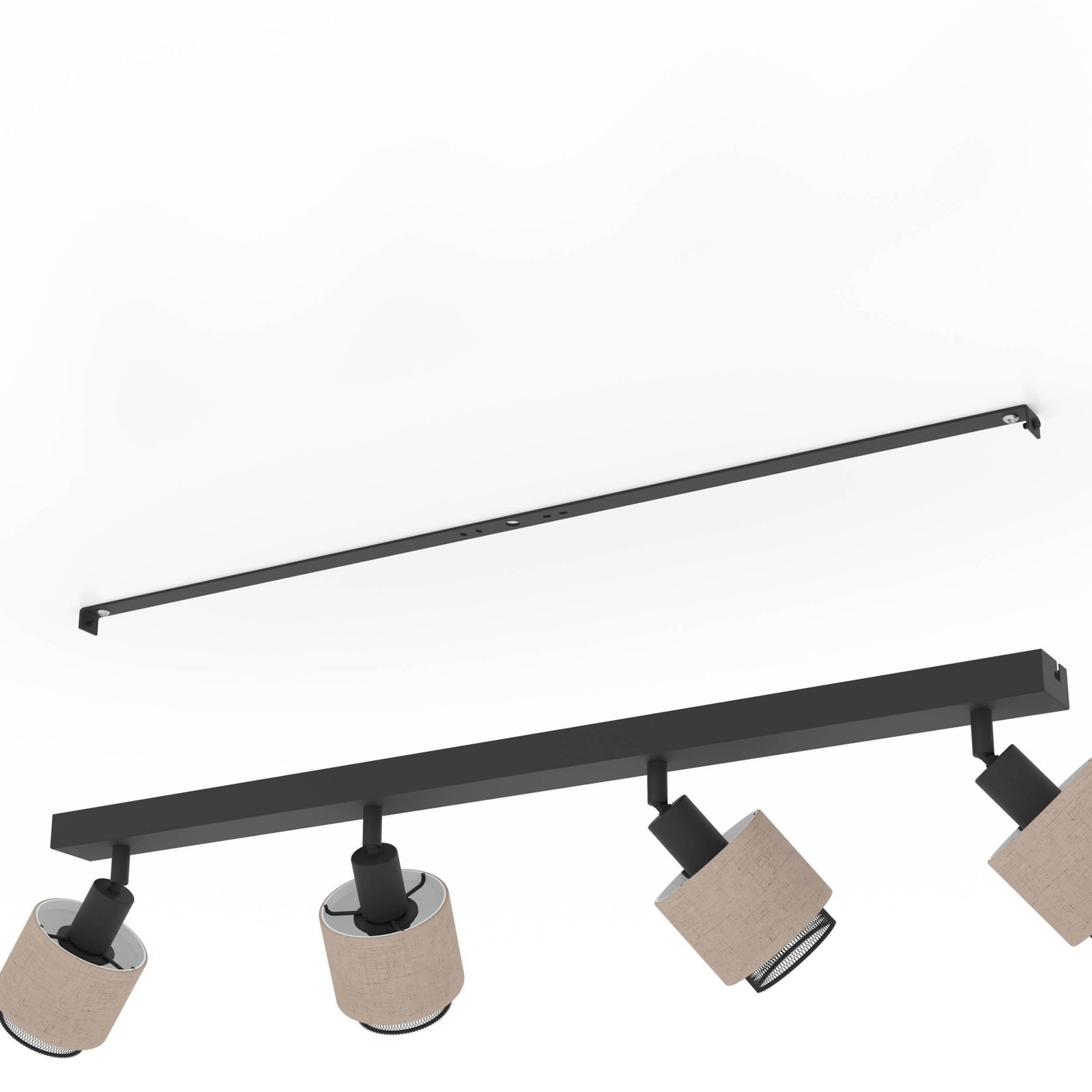 Rosley downlight de techo, longitud 75 cm, negro/natural, 4 luces,
