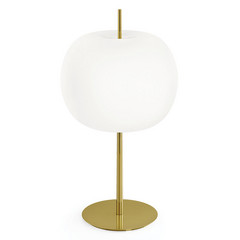 kdln lampa stołowa Kushi XL, mosiądz/biały, wysokość 60 cm, ściemniana