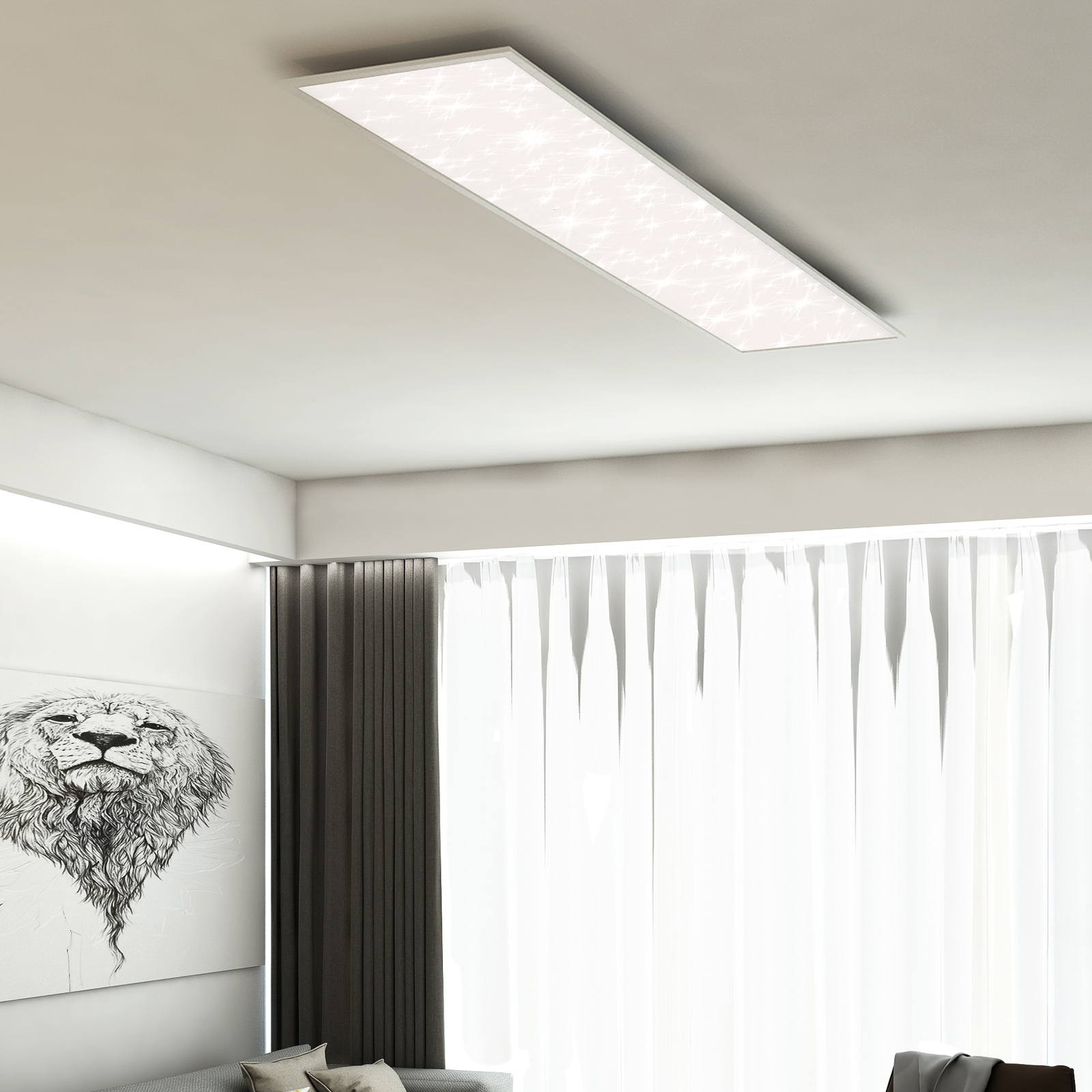 LED-panel Pallas vit dimbar CCT 119,5 x 29,5 cm