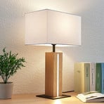 Lampa stołowa Lindby Garry, 2-punktowa, biały, drewno, 53 cm, E27