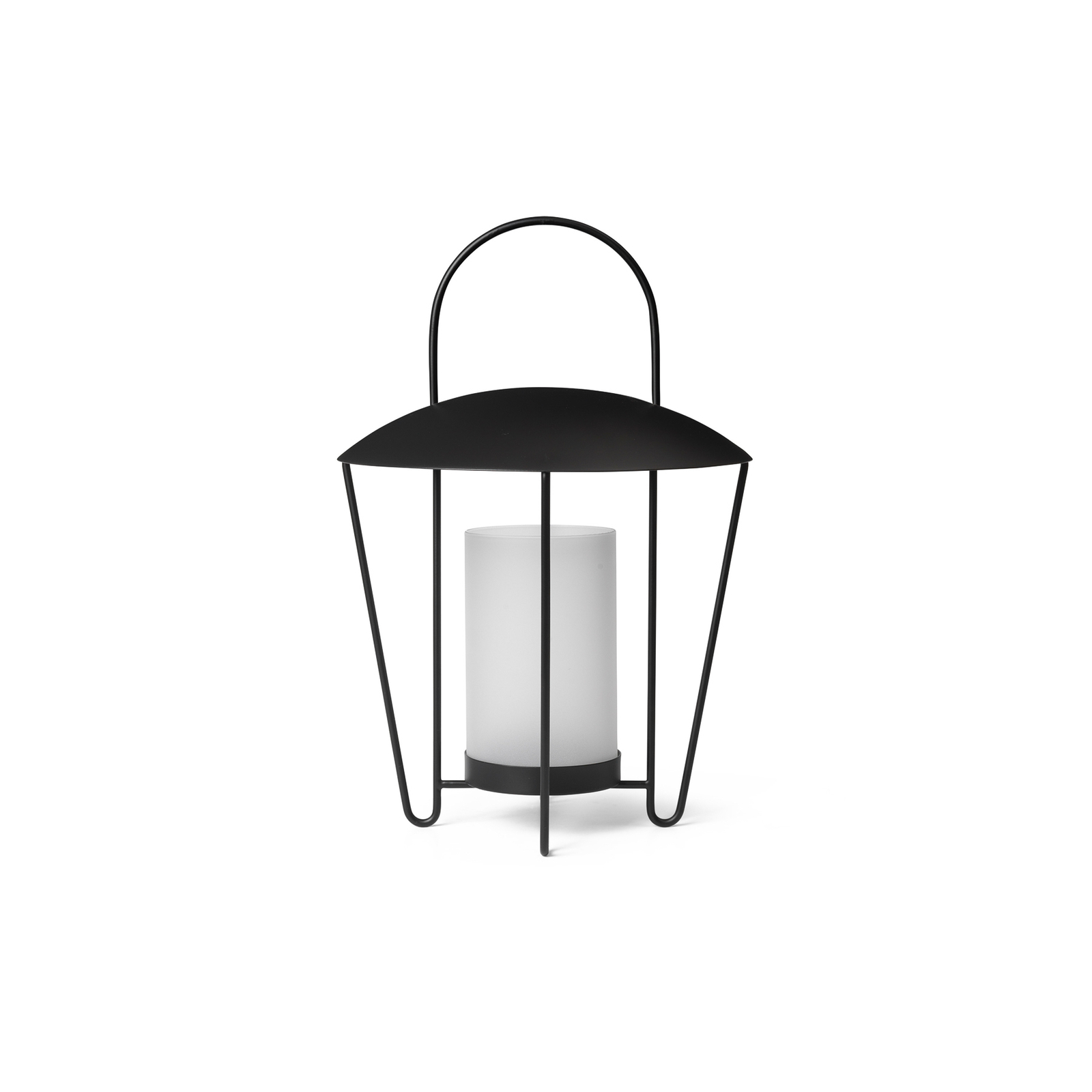 ferm LIVING Lanterne Abri, noir, acier inoxydable, verre, Ø 30 cm