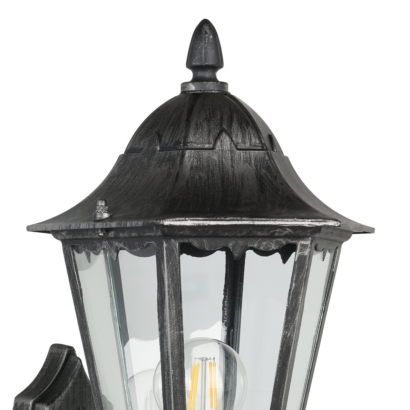 Außenwandlampe Navedo, schwarz/silber, Höhe 42 cm, Sensor