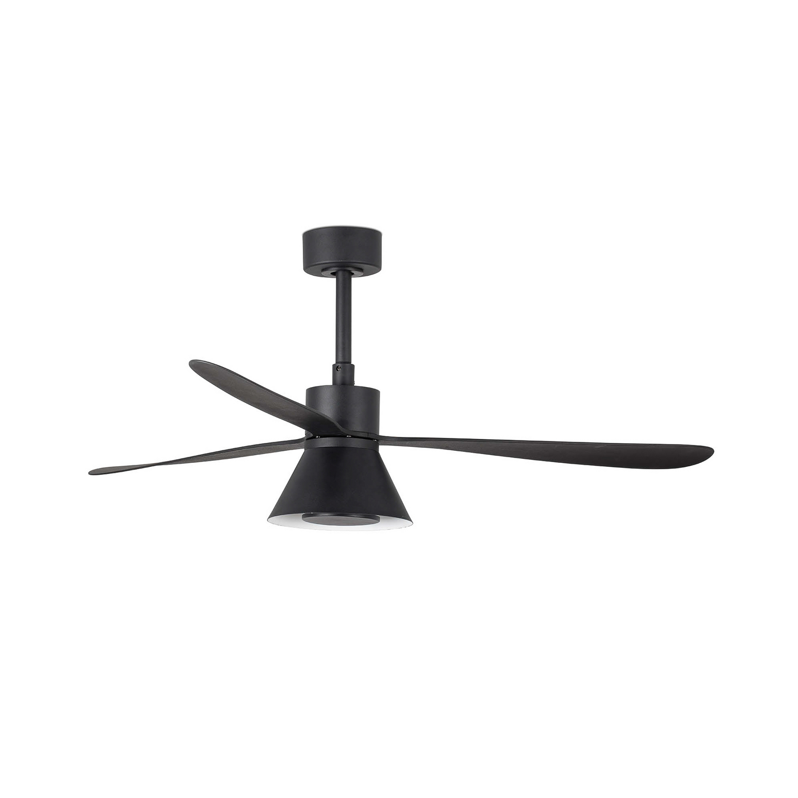 Ventilator de tavan cu LED Amelia Cone L, negru, silențios, 132 cm