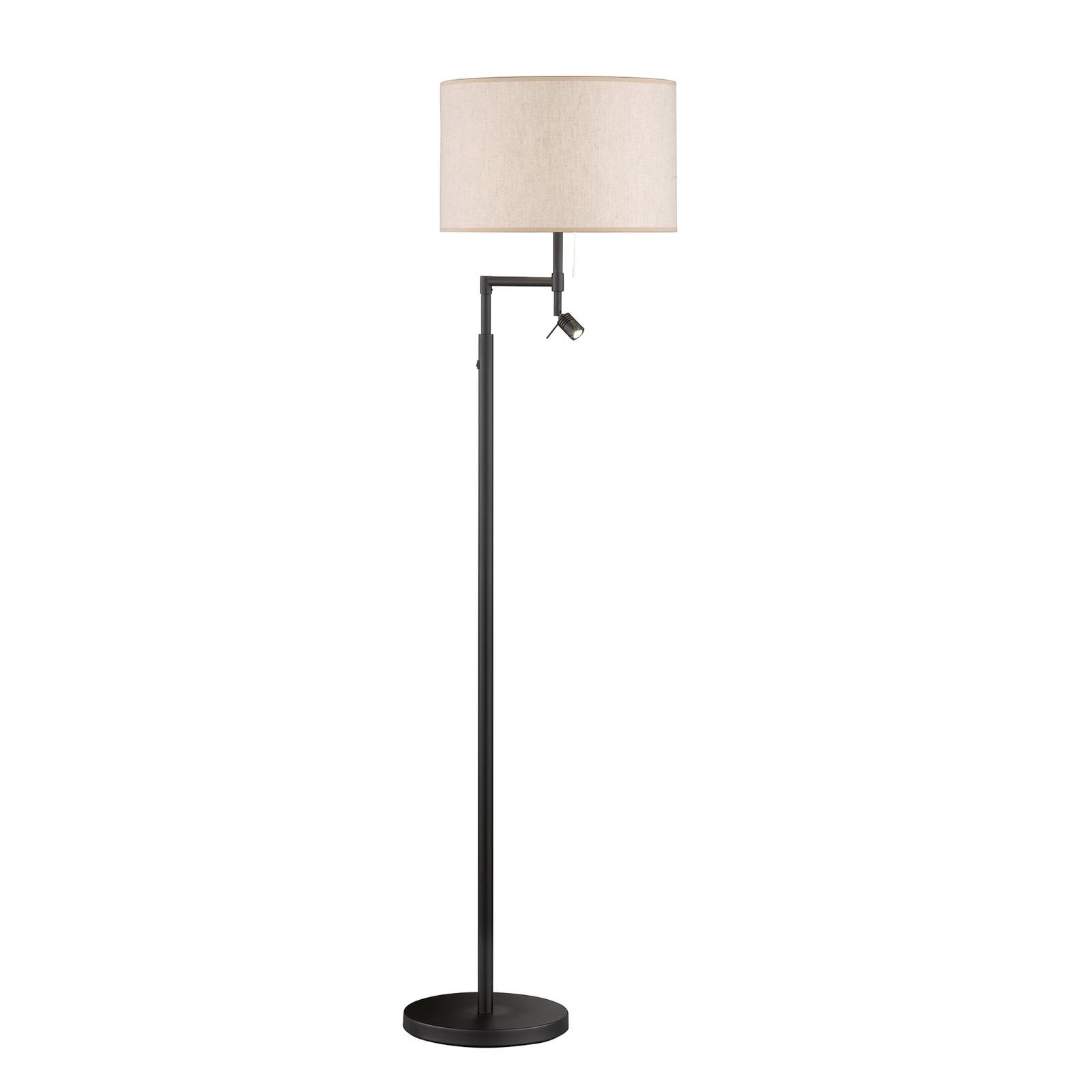 Lampadaire Teramo avec liseuse LED abat-jour sable