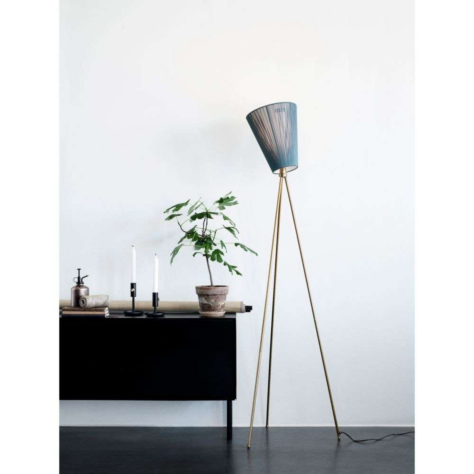 Oslo Wood Stojaca Lampa Black/Light Blue - Northern