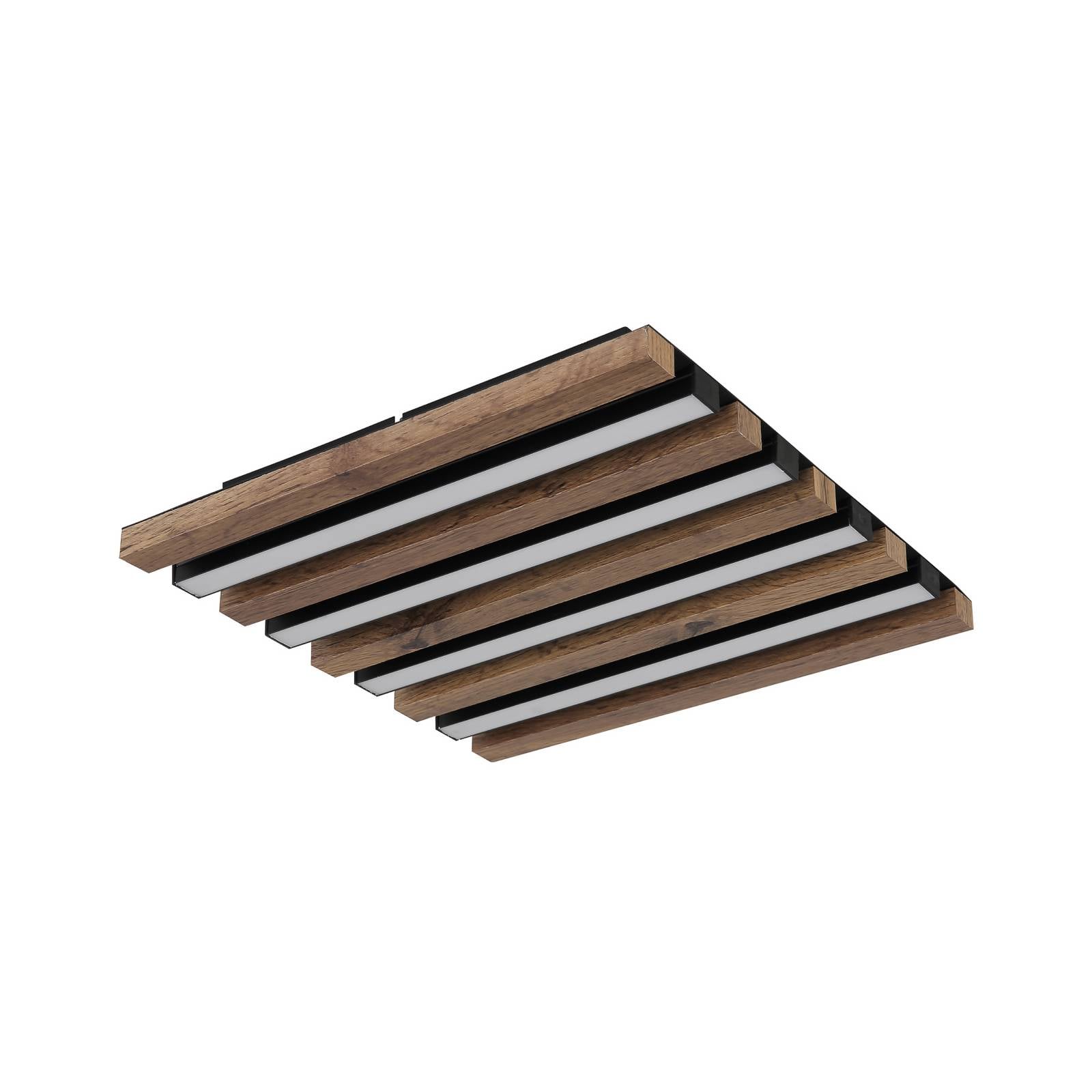 LED-Deckenlampe Hayden, Länge 30 cm, schwarz/holz dunkel