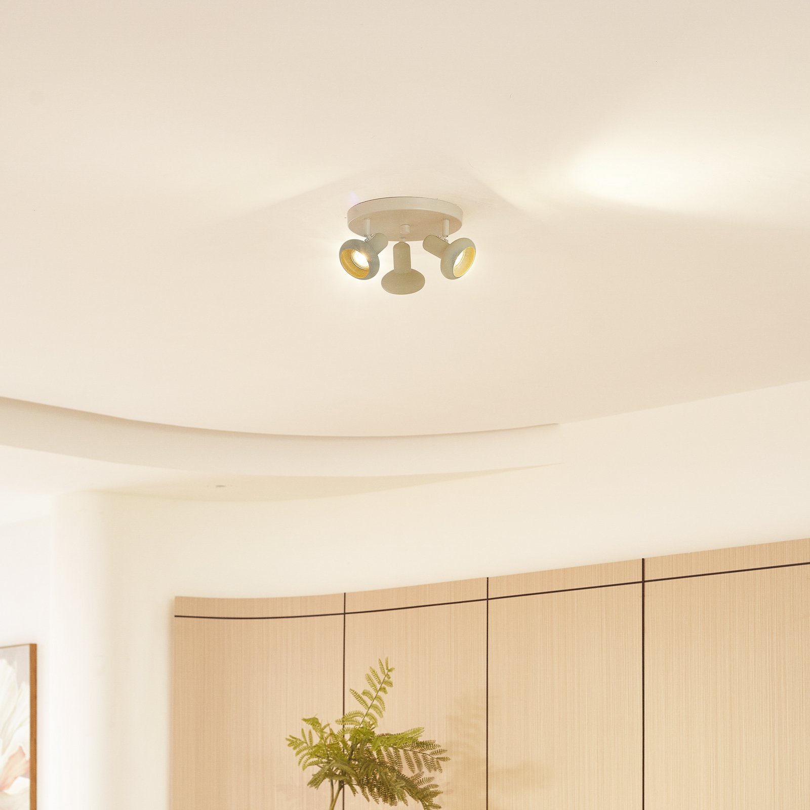 Huby 3 Lámpara de Techo Beige/Claro Verde - Lindby