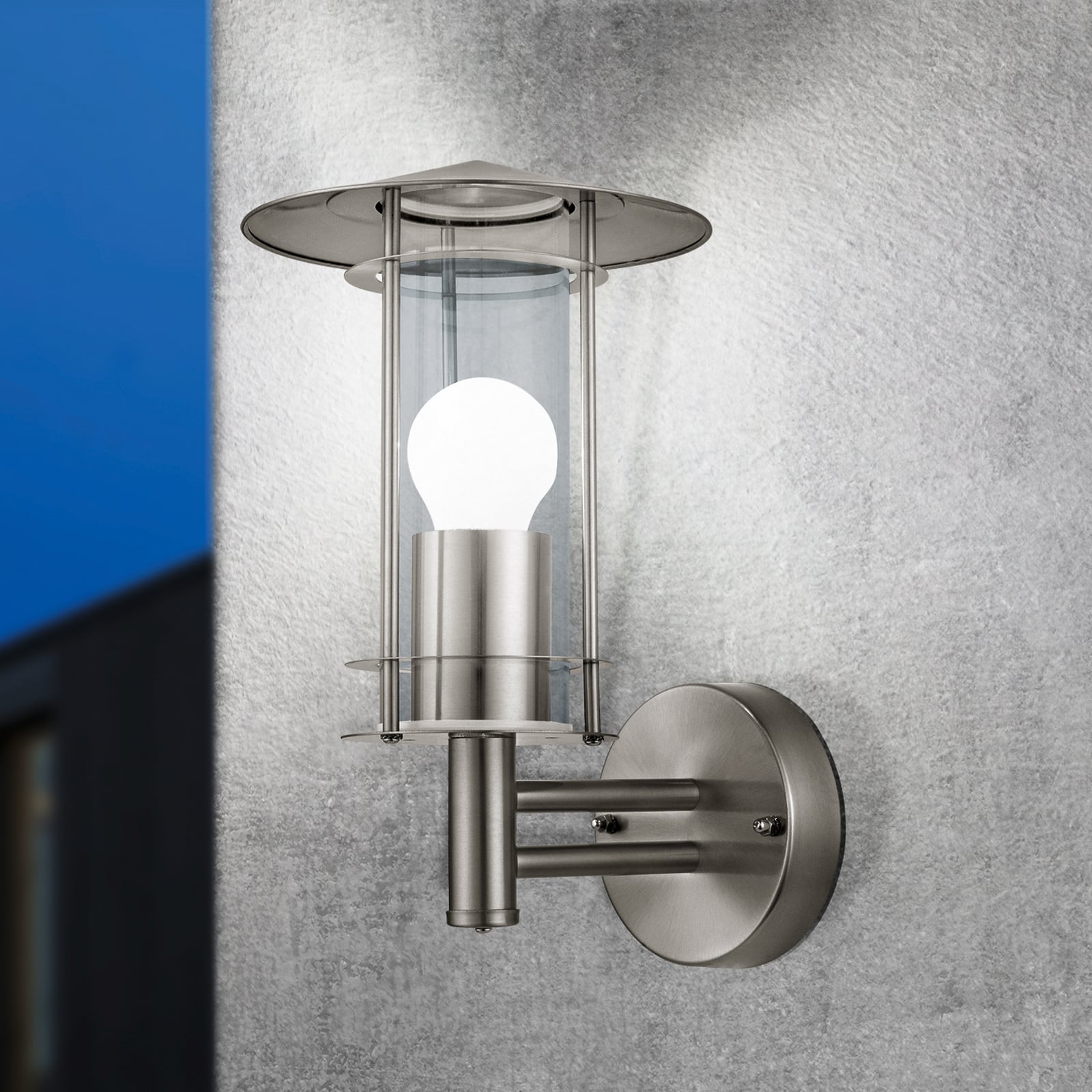 Vonkajšie nástenné svietidlo Lisio, farba nerezovej ocele, výška 30 cm,