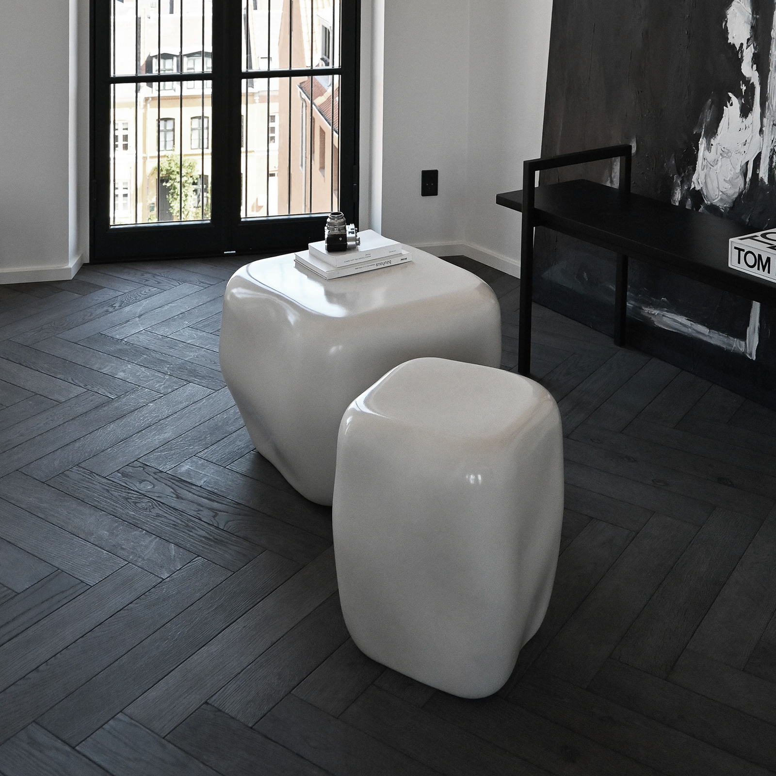 Stolik pomocniczy Ishi, biały, szerokość 31 cm, szkło – 101 Copenhagen