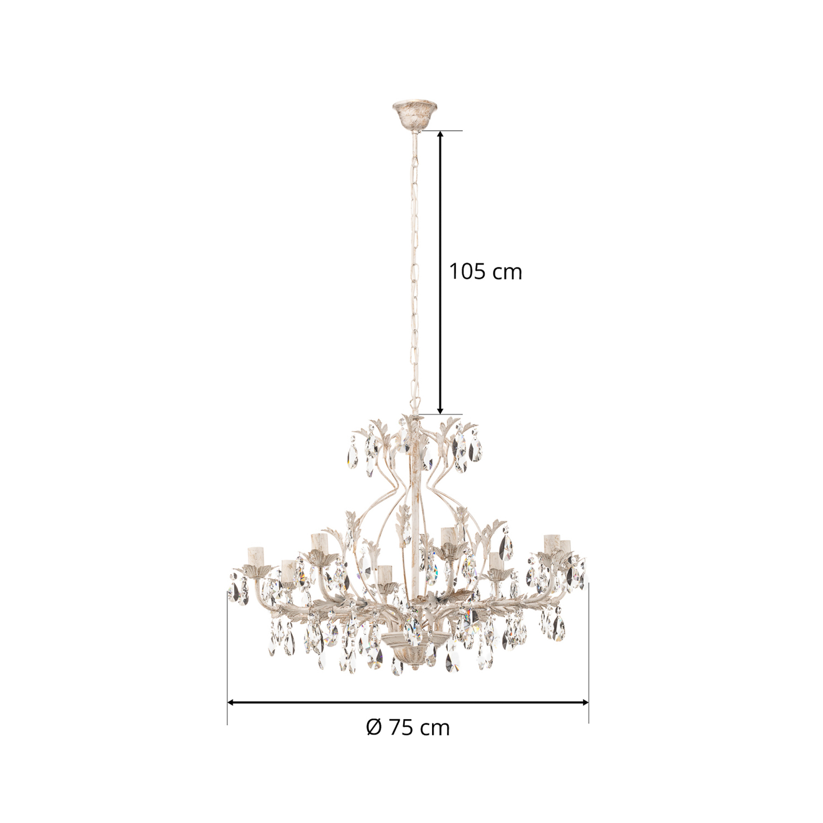 Teresa crystal chandelier, ivory 8-bulb