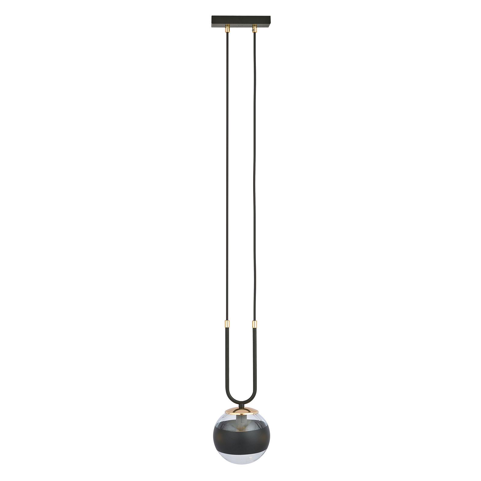 Linear pendant light, black/clear, one-bulb