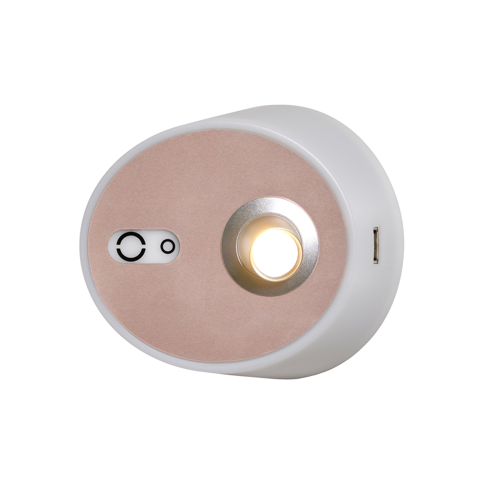 Candeeiro de parede LED Zoom, projetor, saída USB, rosa-cobre