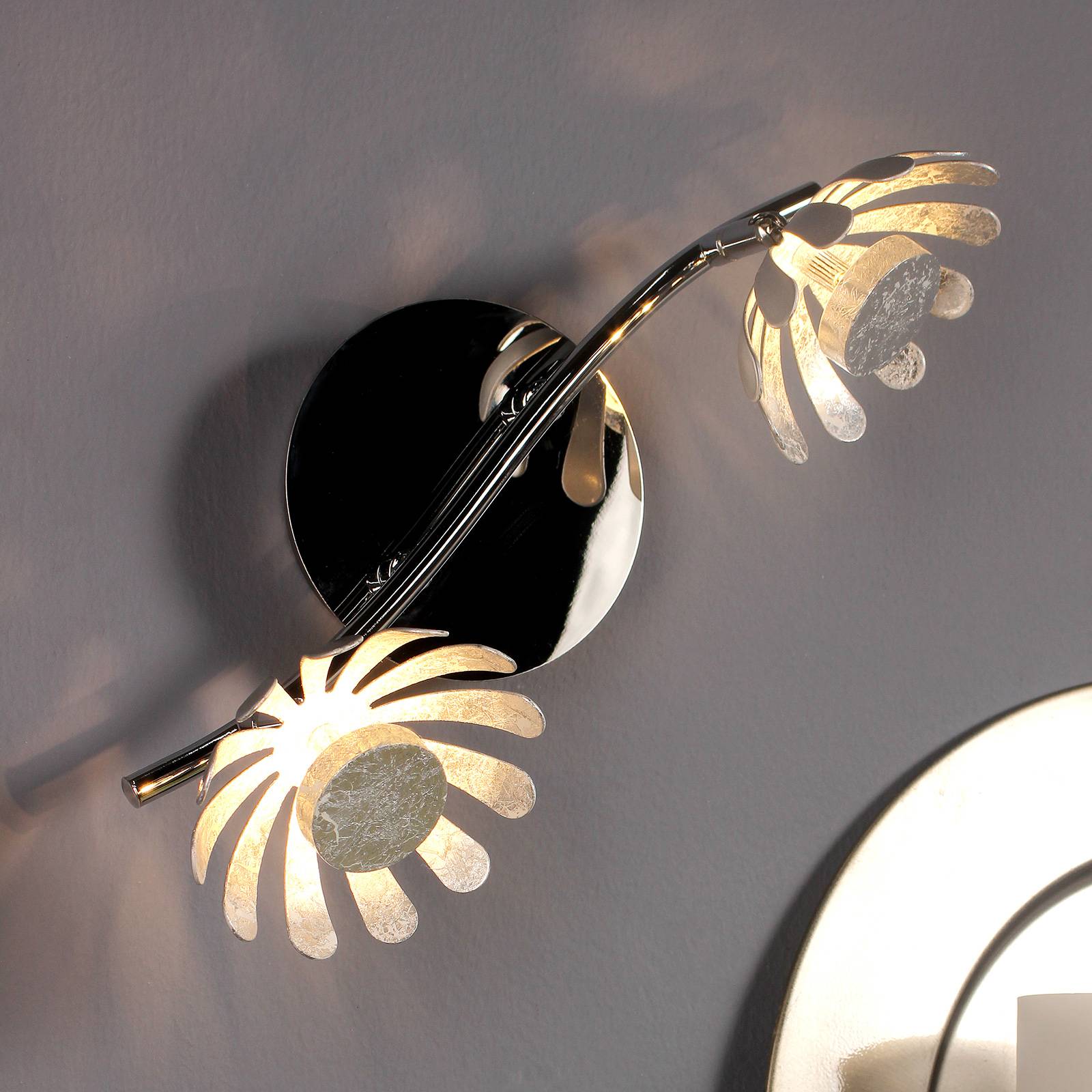 LED-wandlamp Bloom 2-lamps zilver